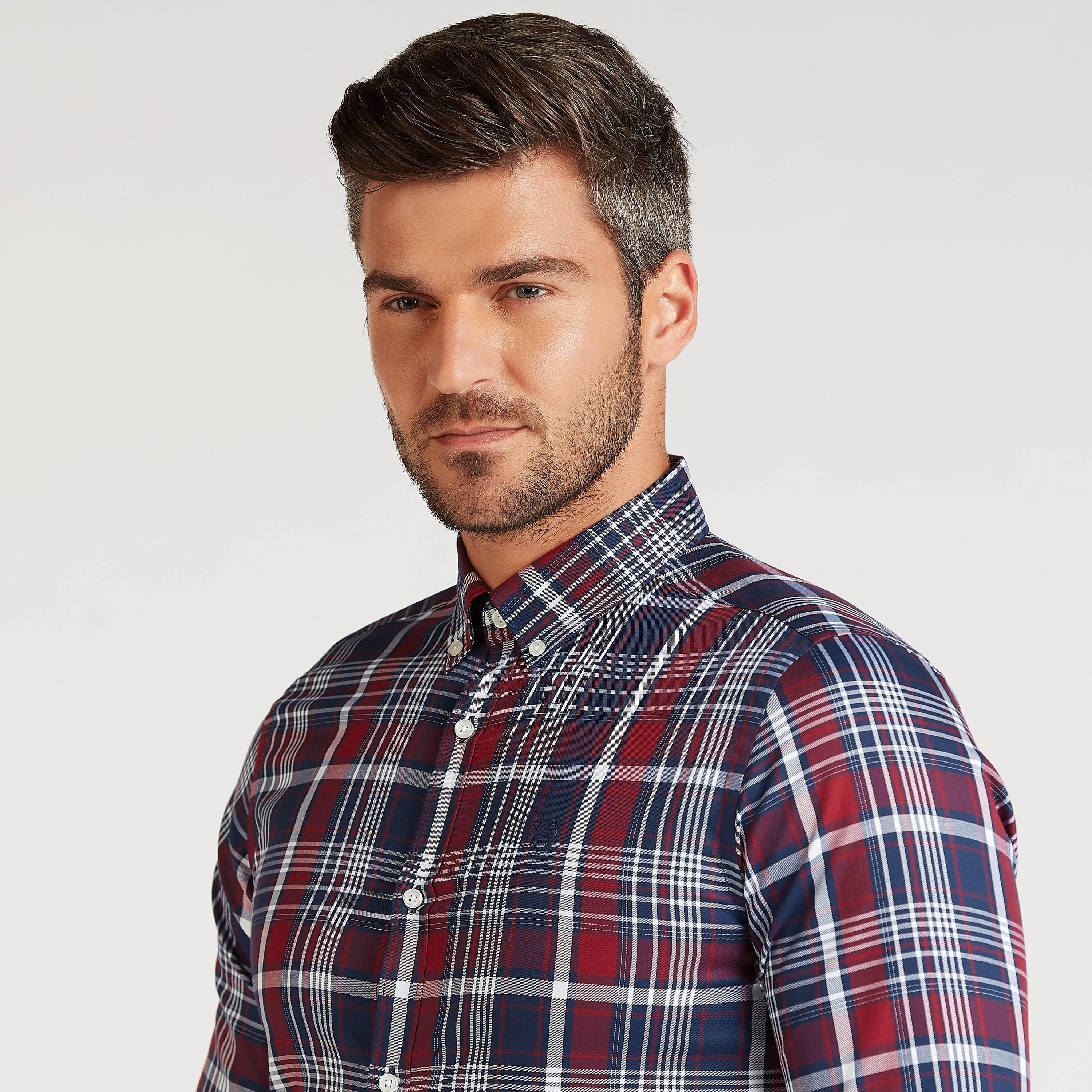 قميص رسمي كاروهات بأكمام طويلة وياقة عادية-men-clothing-shirts-image-3