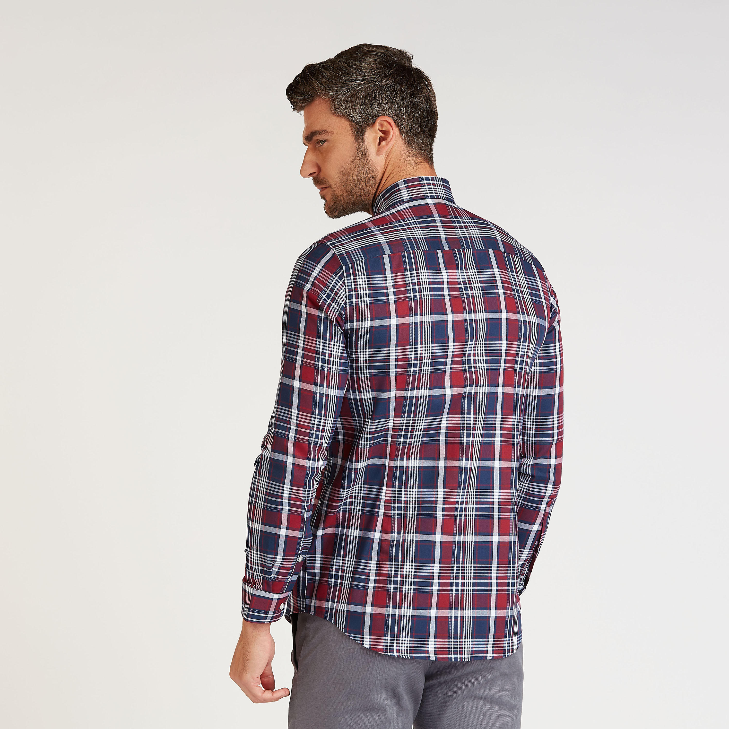 قميص رسمي كاروهات بأكمام طويلة وياقة عادية-men-clothing-shirts-image-4