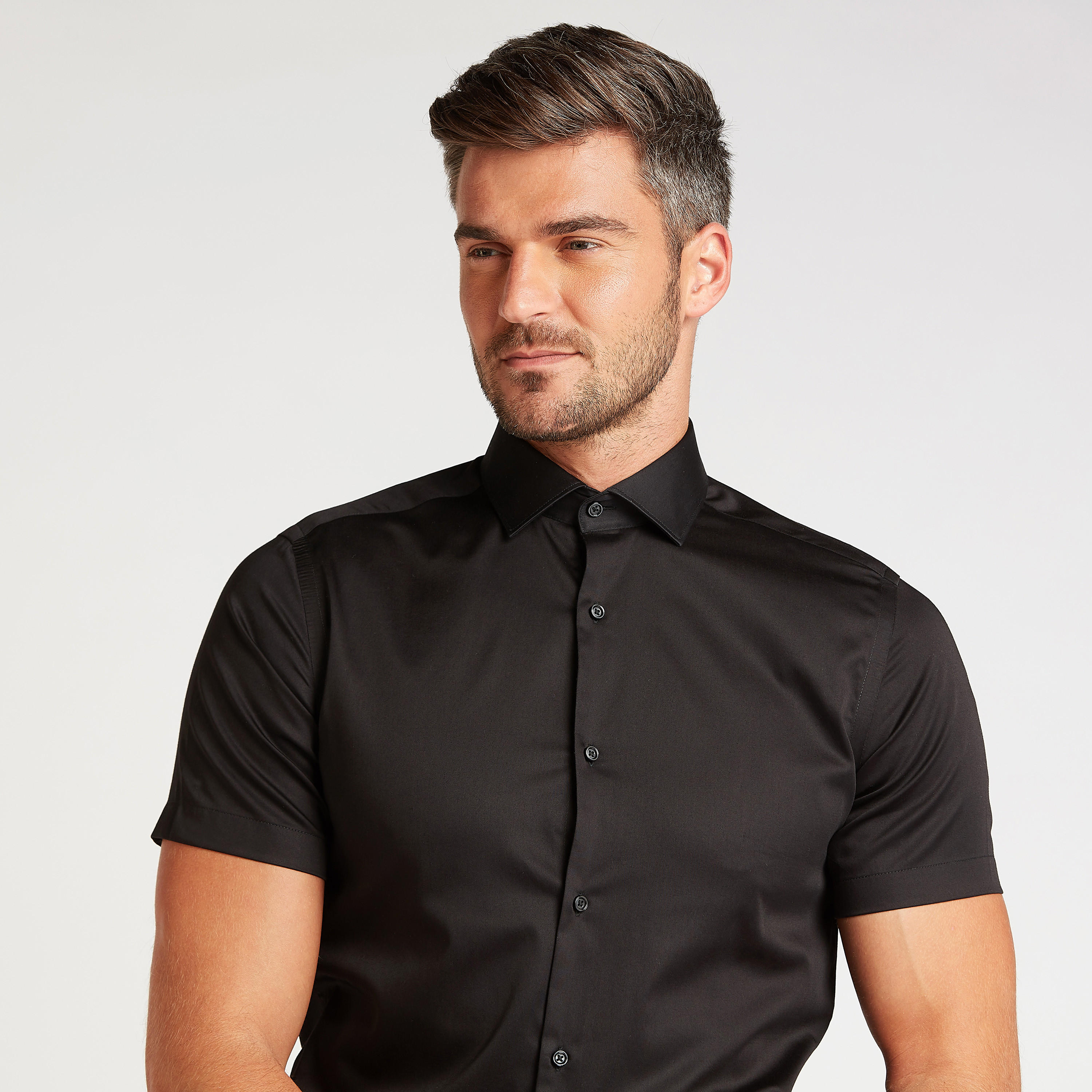Solid Formal Shirt with Short Sleeves and Spread Collar-men-clothing-shirts-image-3