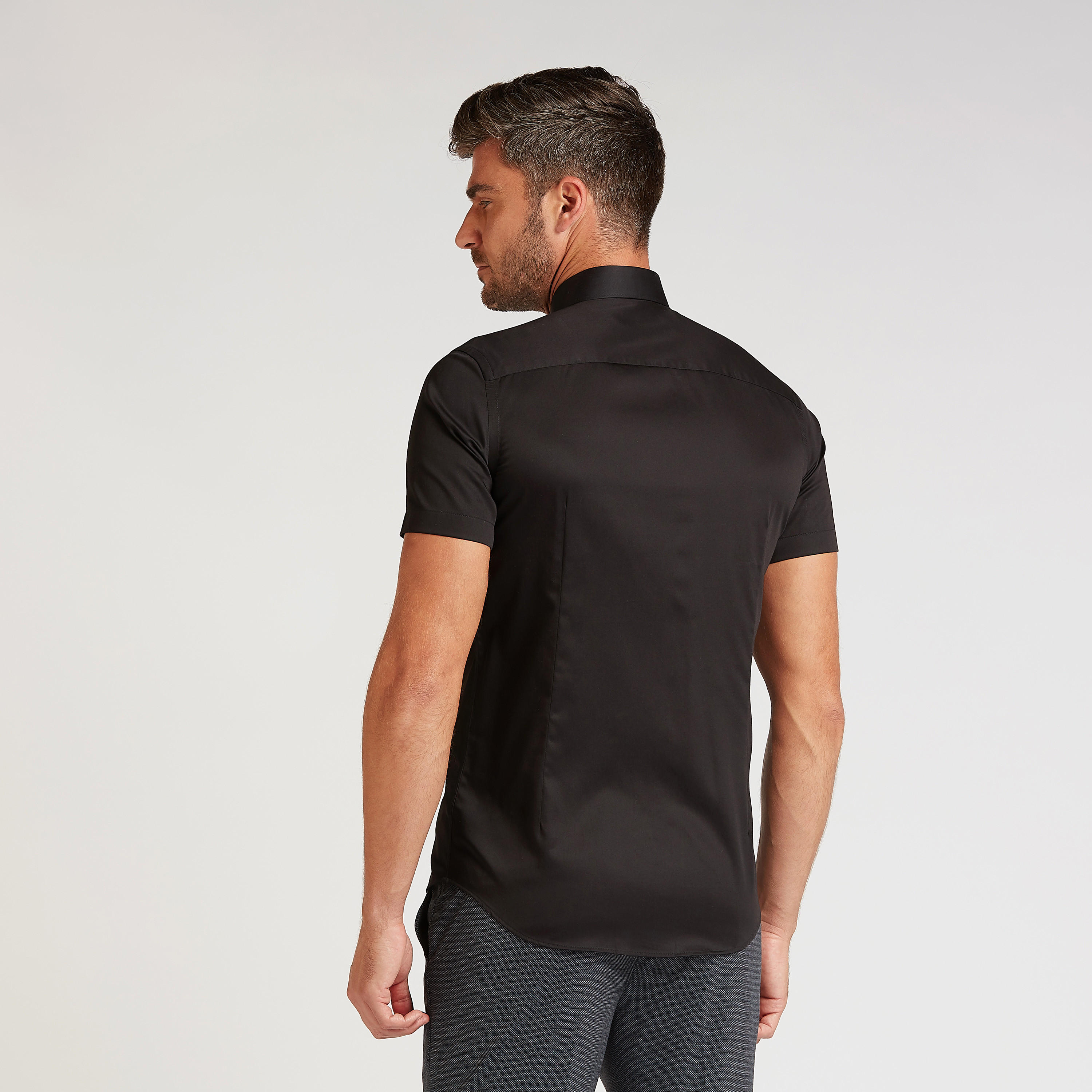 Solid Formal Shirt with Short Sleeves and Spread Collar-men-clothing-shirts-image-4