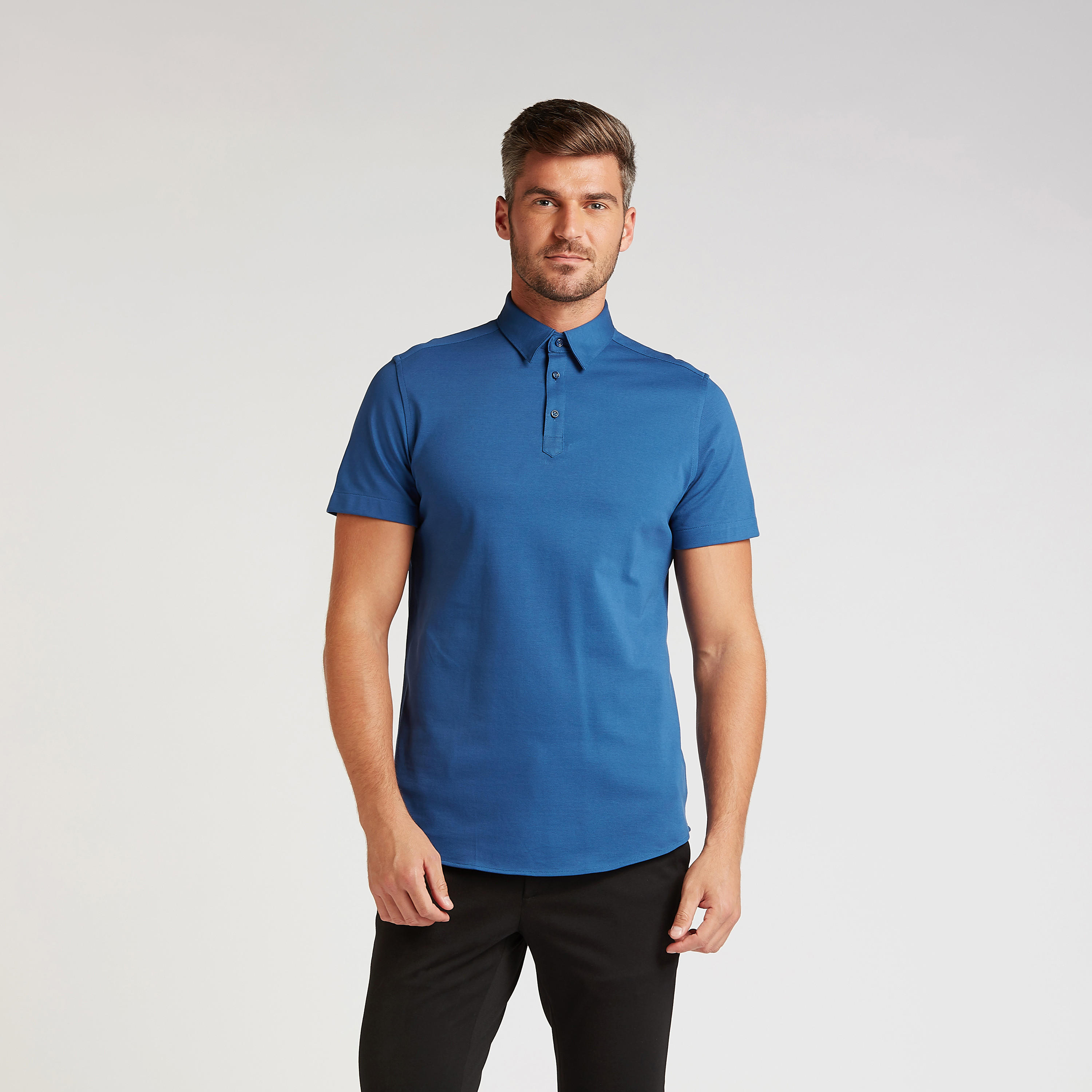 قميص رسمي سادة بأكمام قصيرة ووصلة أزرار-men-clothing-shirts-image-5