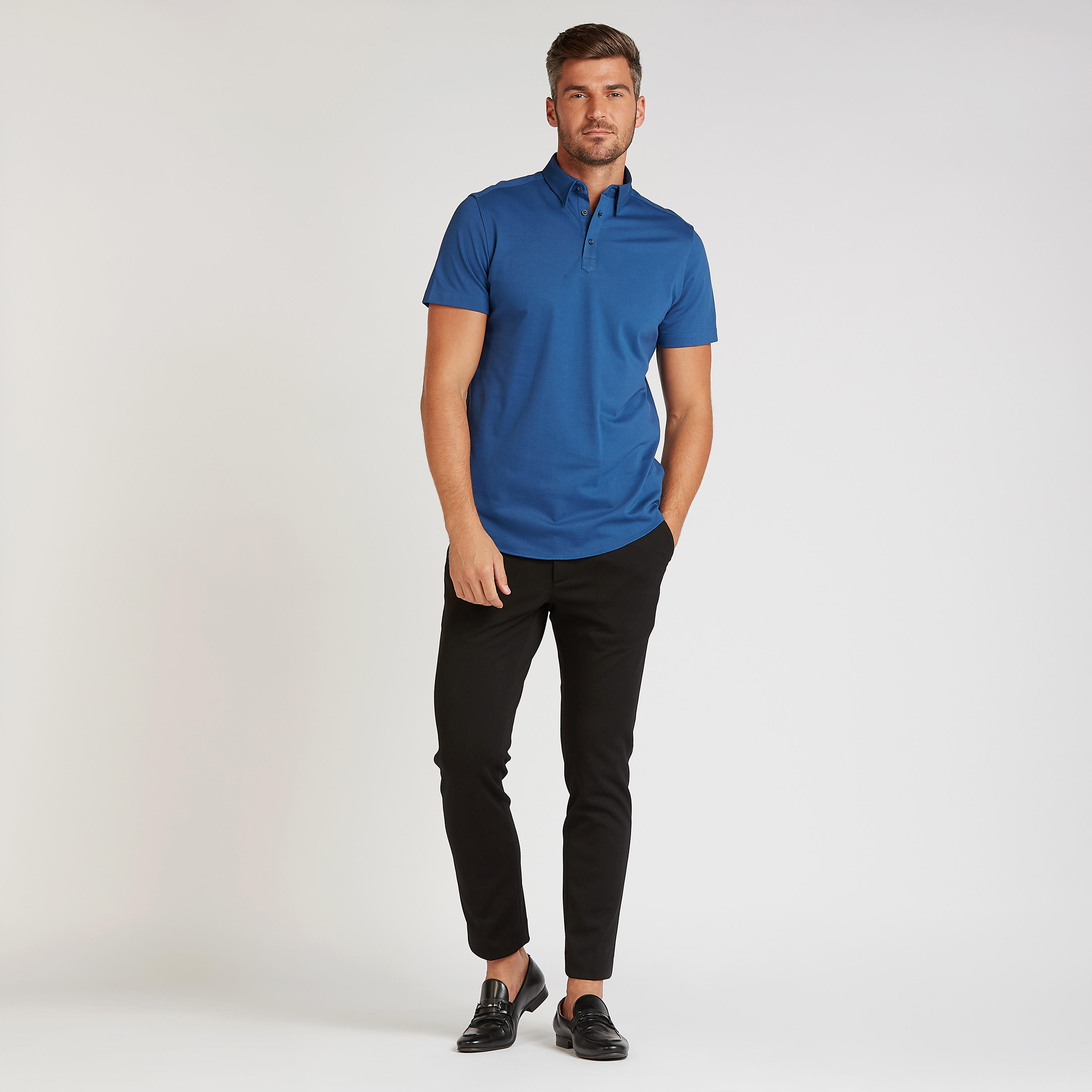 قميص رسمي سادة بأكمام قصيرة ووصلة أزرار-men-clothing-shirts-image-1