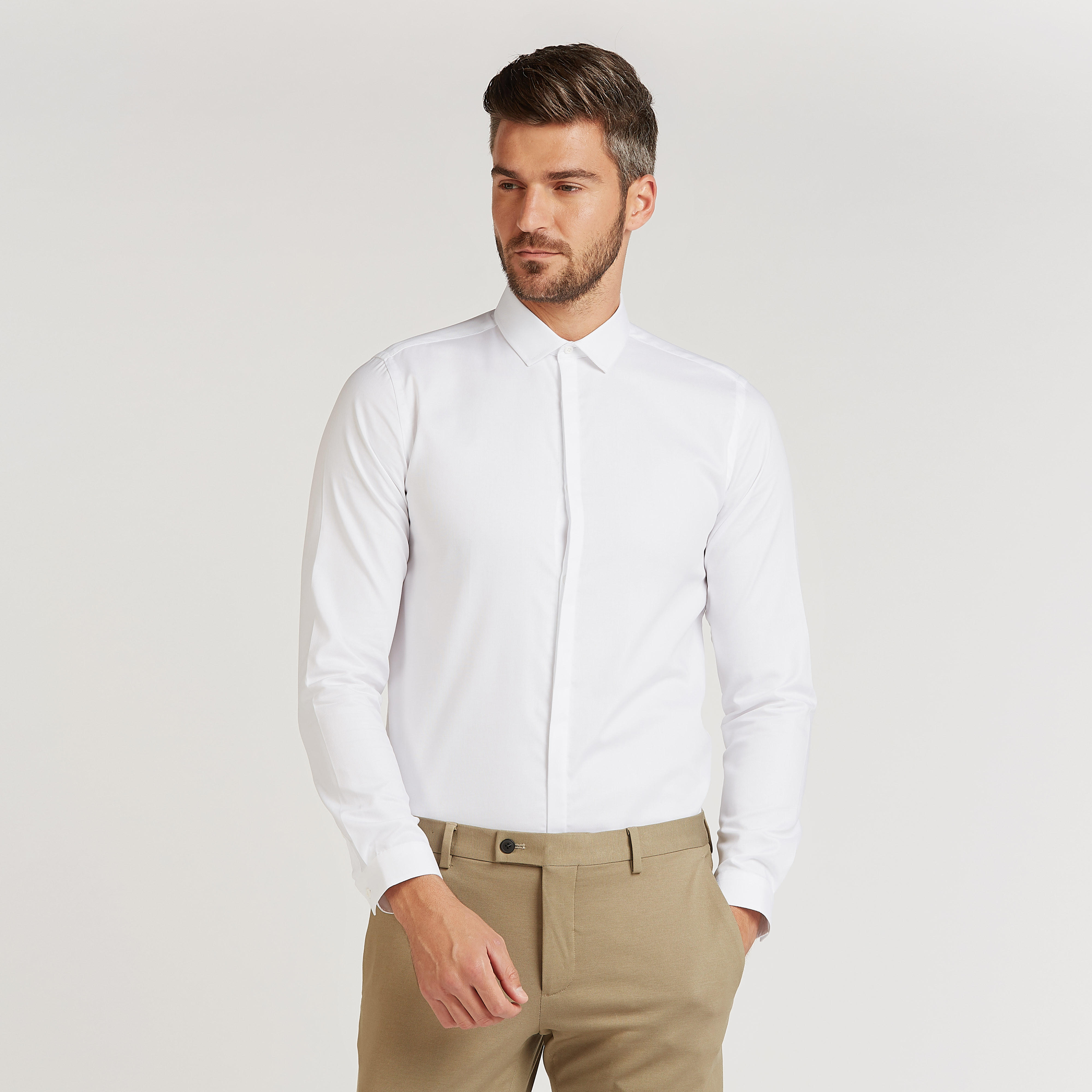 Solid Formal Shirt with Long Sleeves and Concealed Placket-men-clothing-shirts-image-1