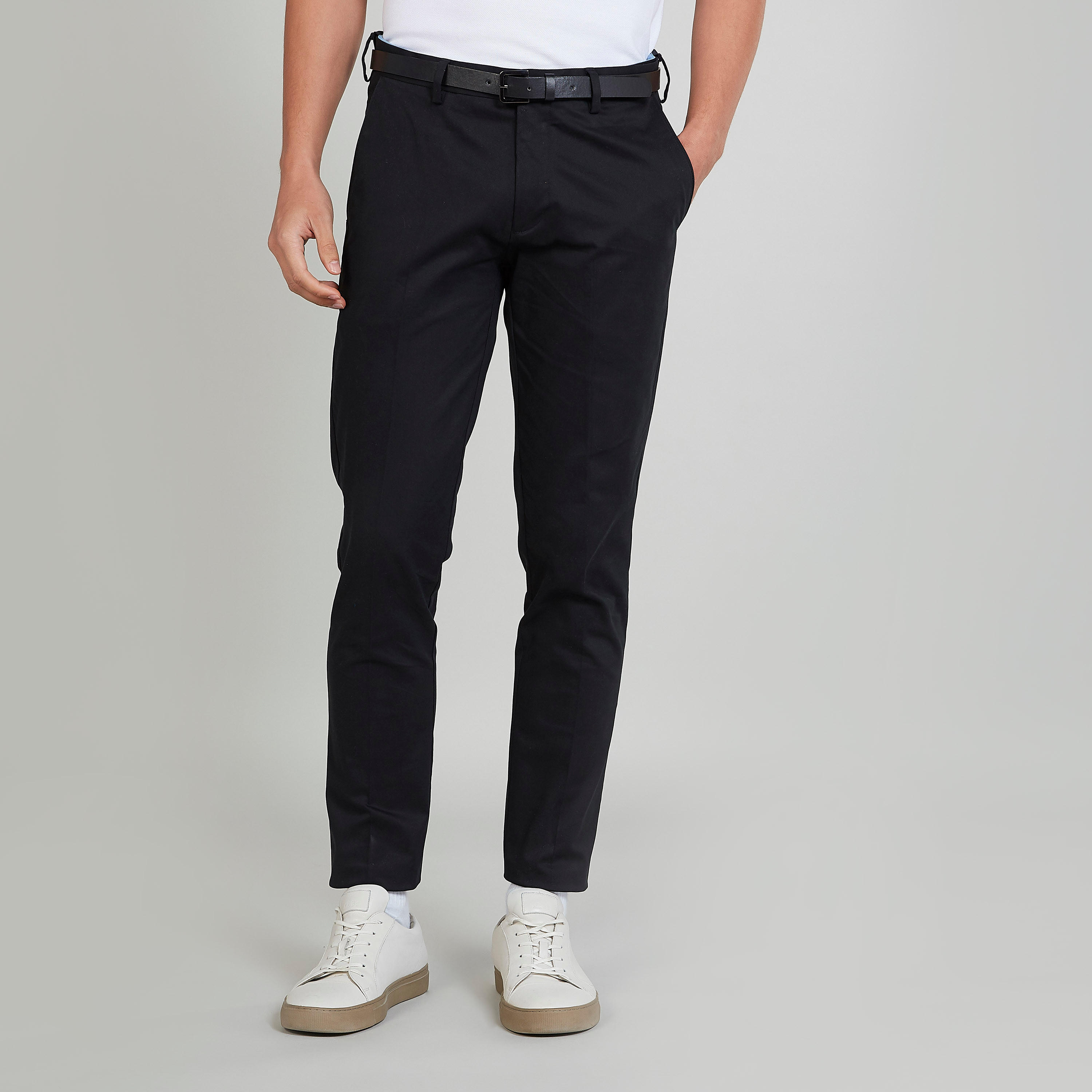 Slim Fit Full Length Solid Mid-Rise Formal Trousers with Pocket Detail-men-clothing-bottoms-trousersandchinos-trousers-image-1