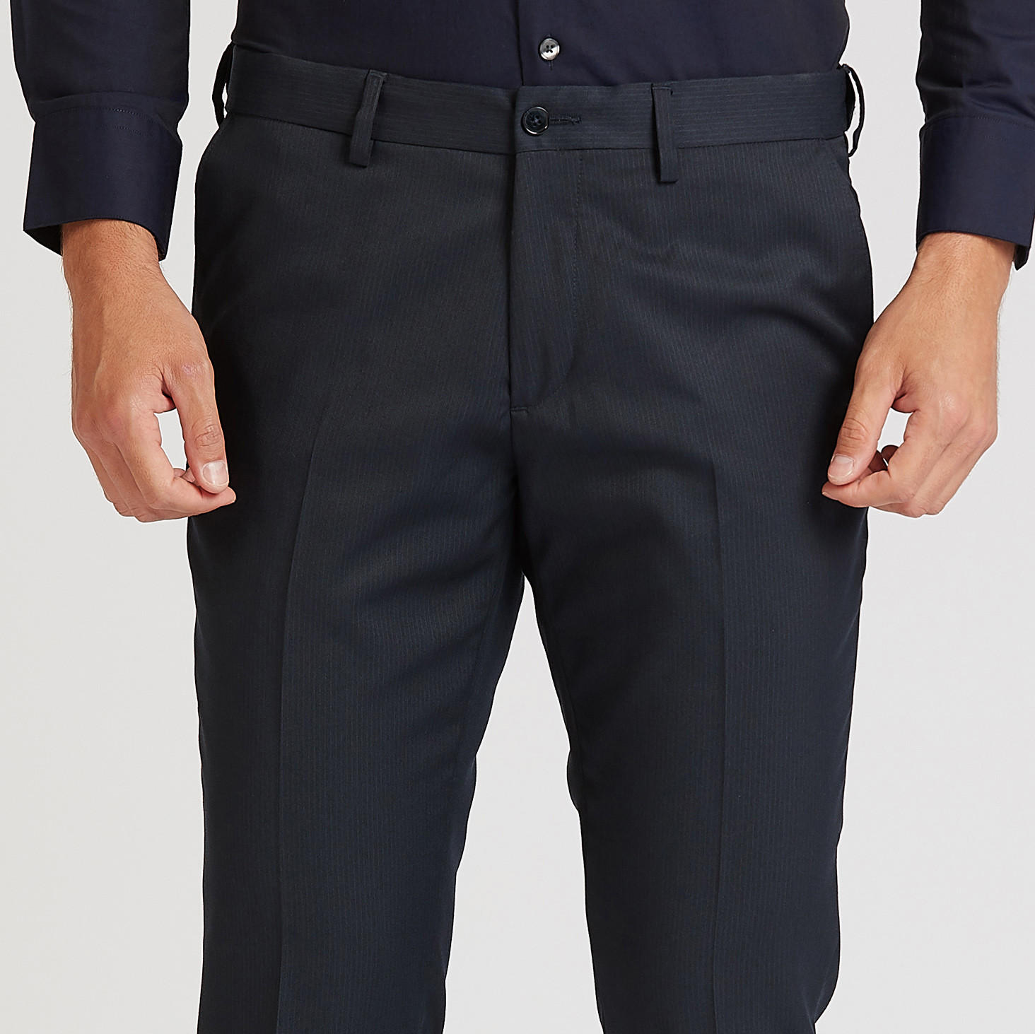 بنطلون رسمي سليم سادة بخصر متوسط الارتفاع وتفاصيل جيوب-men-clothing-bottoms-trousersandchinos-trousers-image-3