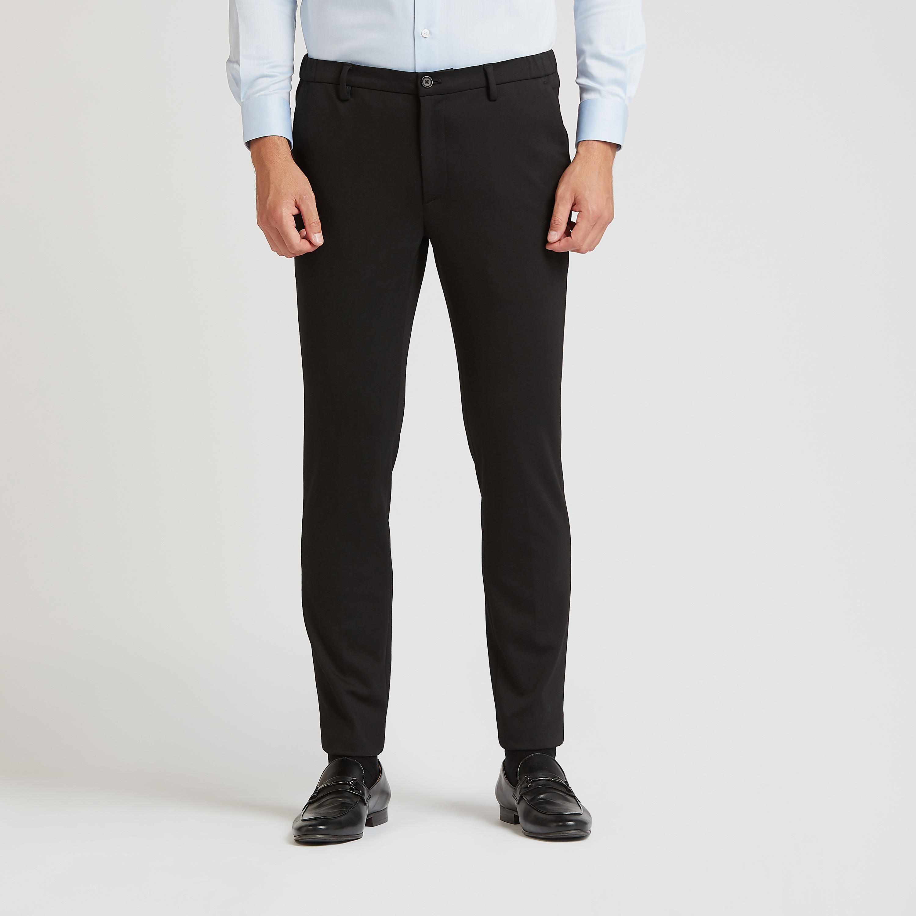 بنطلون سليم رسمي سادة بخصر متوسط الارتفاع وجيوب-men-clothing-bottoms-trousersandchinos-trousers-image-1