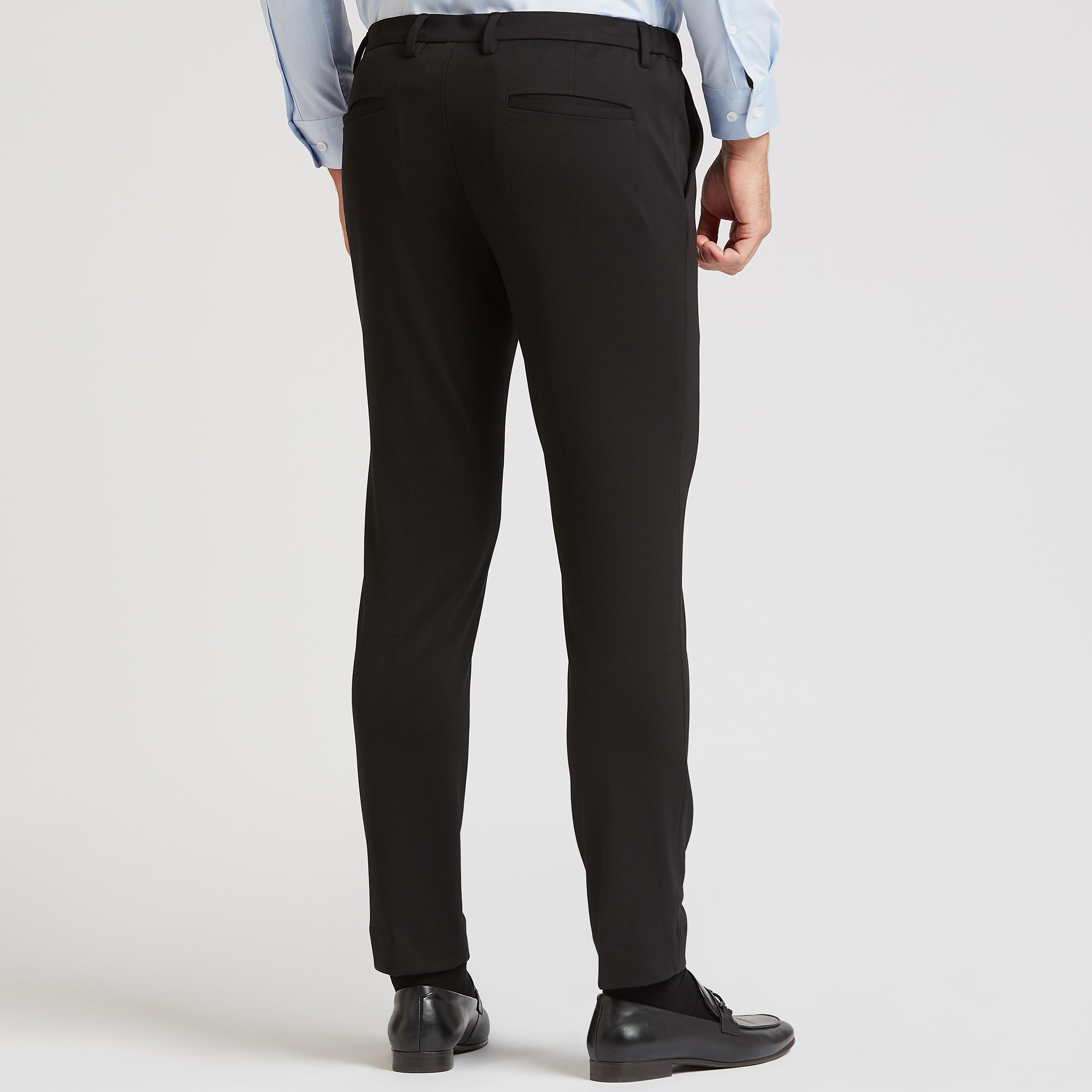 بنطلون سليم رسمي سادة بخصر متوسط الارتفاع وجيوب-men-clothing-bottoms-trousersandchinos-trousers-image-4
