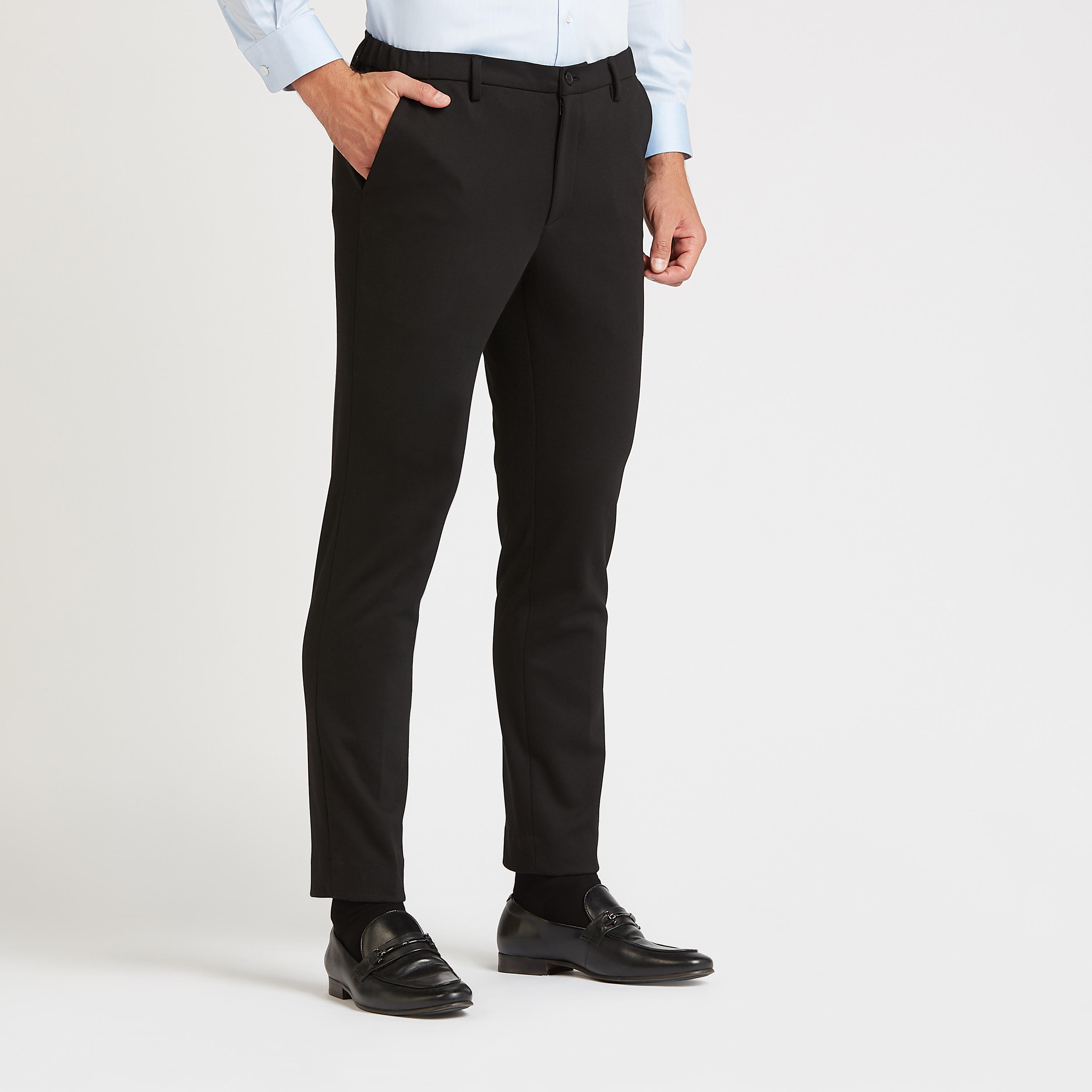 بنطلون سليم رسمي سادة بخصر متوسط الارتفاع وجيوب-men-clothing-bottoms-trousersandchinos-trousers-image-5