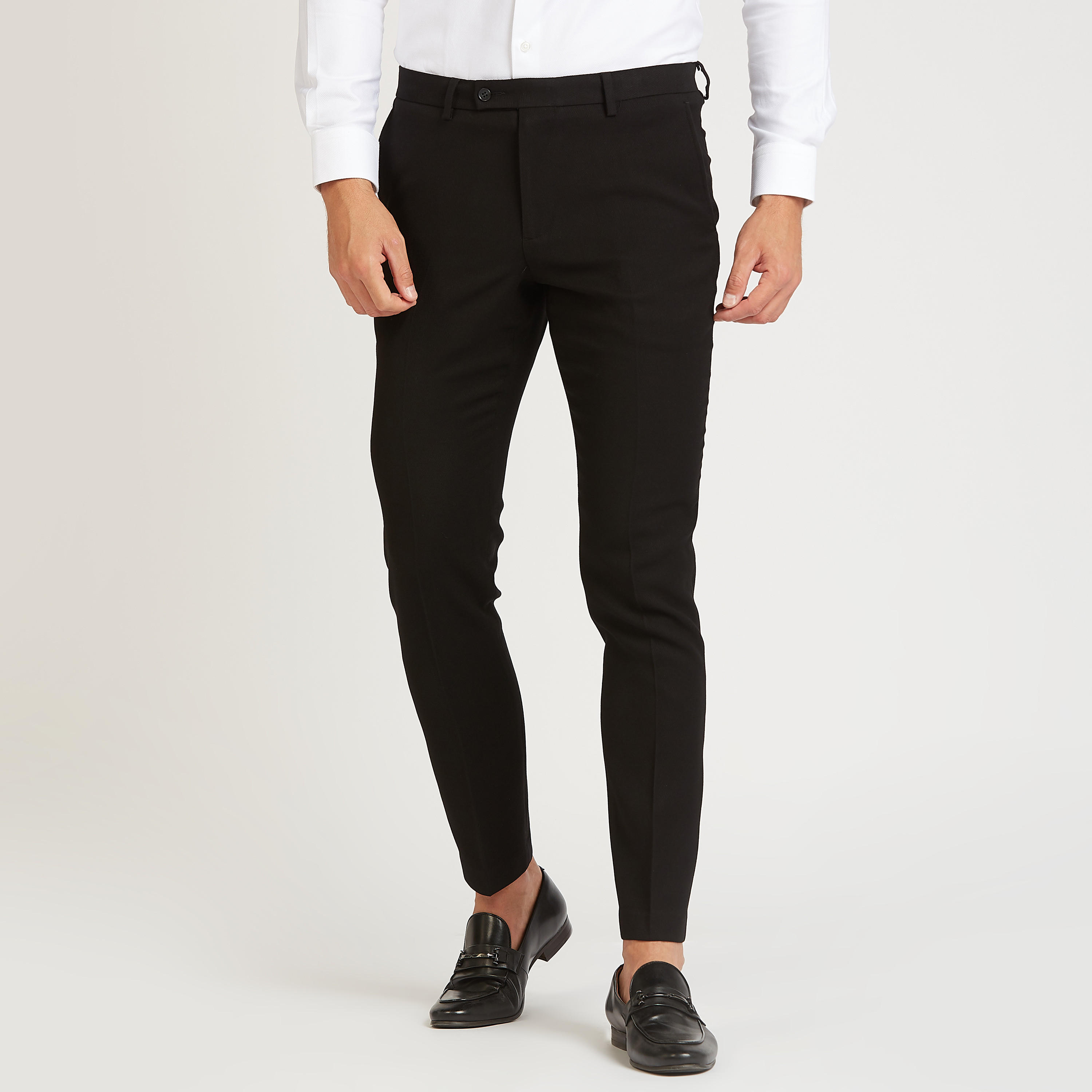 بنطلون طويل بارز الملمس بخصر متوسط الارتفاع وجيوب-men-clothing-bottoms-trousersandchinos-trousers-image-1