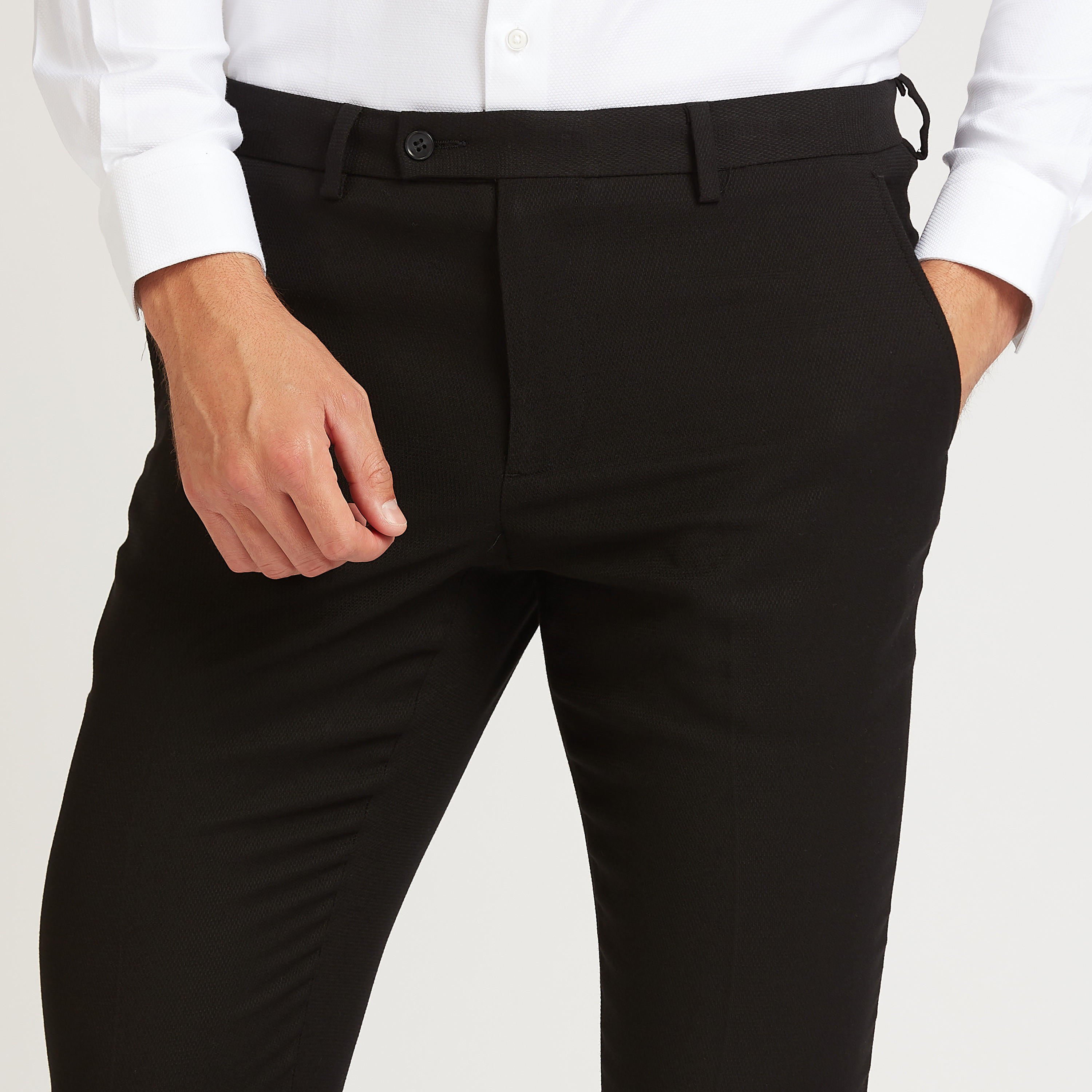 بنطلون طويل بارز الملمس بخصر متوسط الارتفاع وجيوب-men-clothing-bottoms-trousersandchinos-trousers-image-3