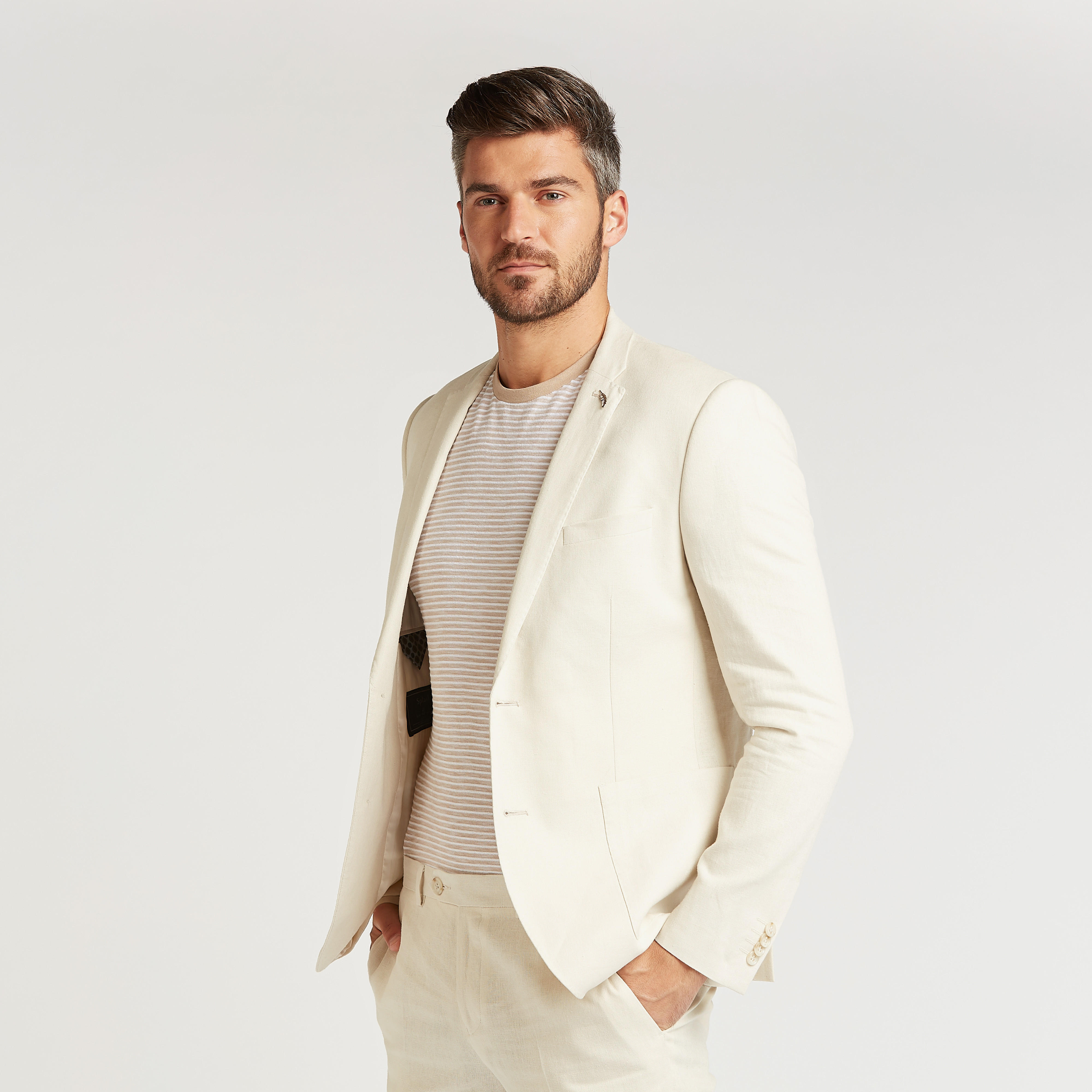 بليزر رسمي كتّان سليم فيت بياقة طويلة وأكمام طويلة-men-winterwear-jacketsandblazers-image-1