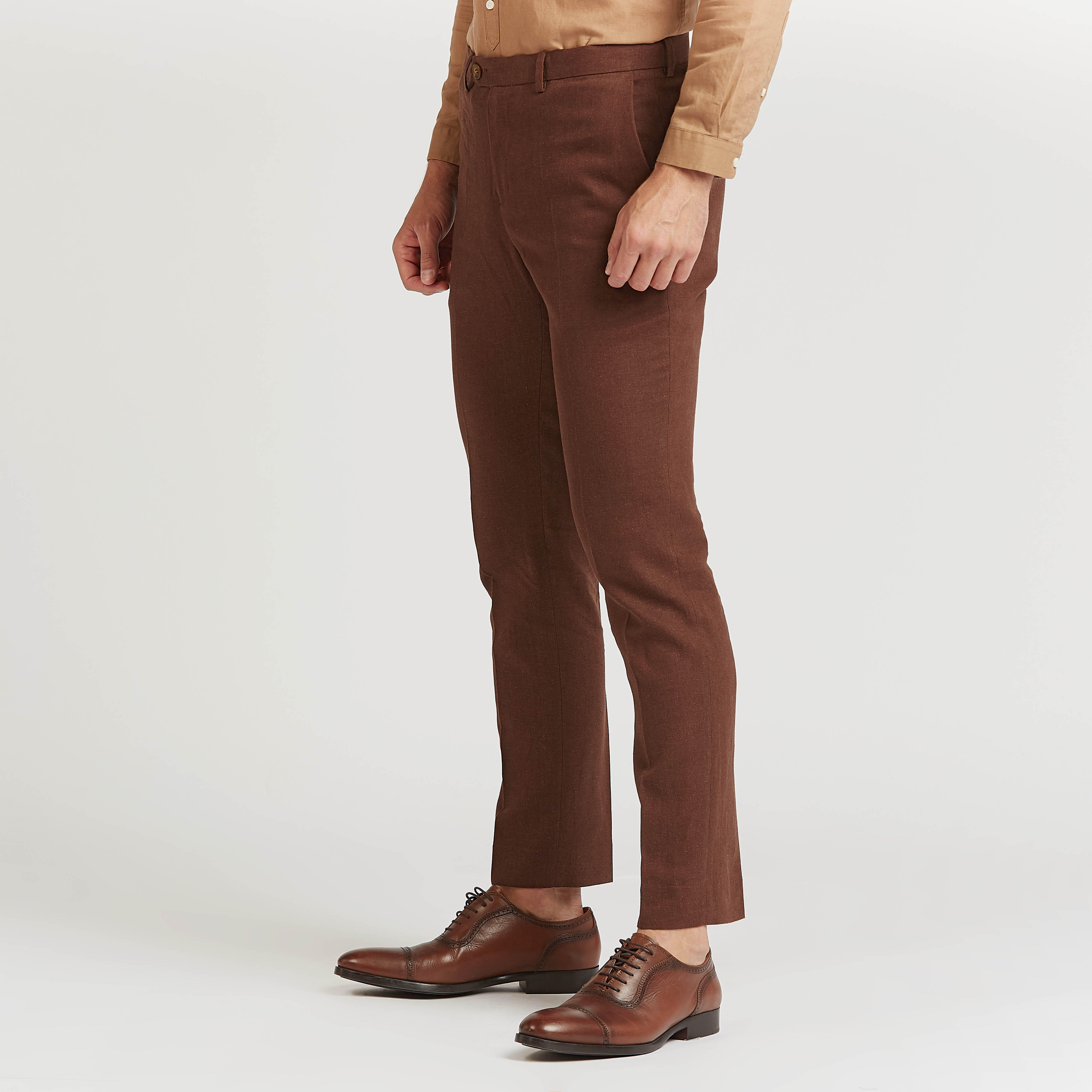 بنطلون رسمي كتّان بخصر متوسط الارتفاع وجيوب-men-clothing-bottoms-trousersandchinos-trousers-image-5