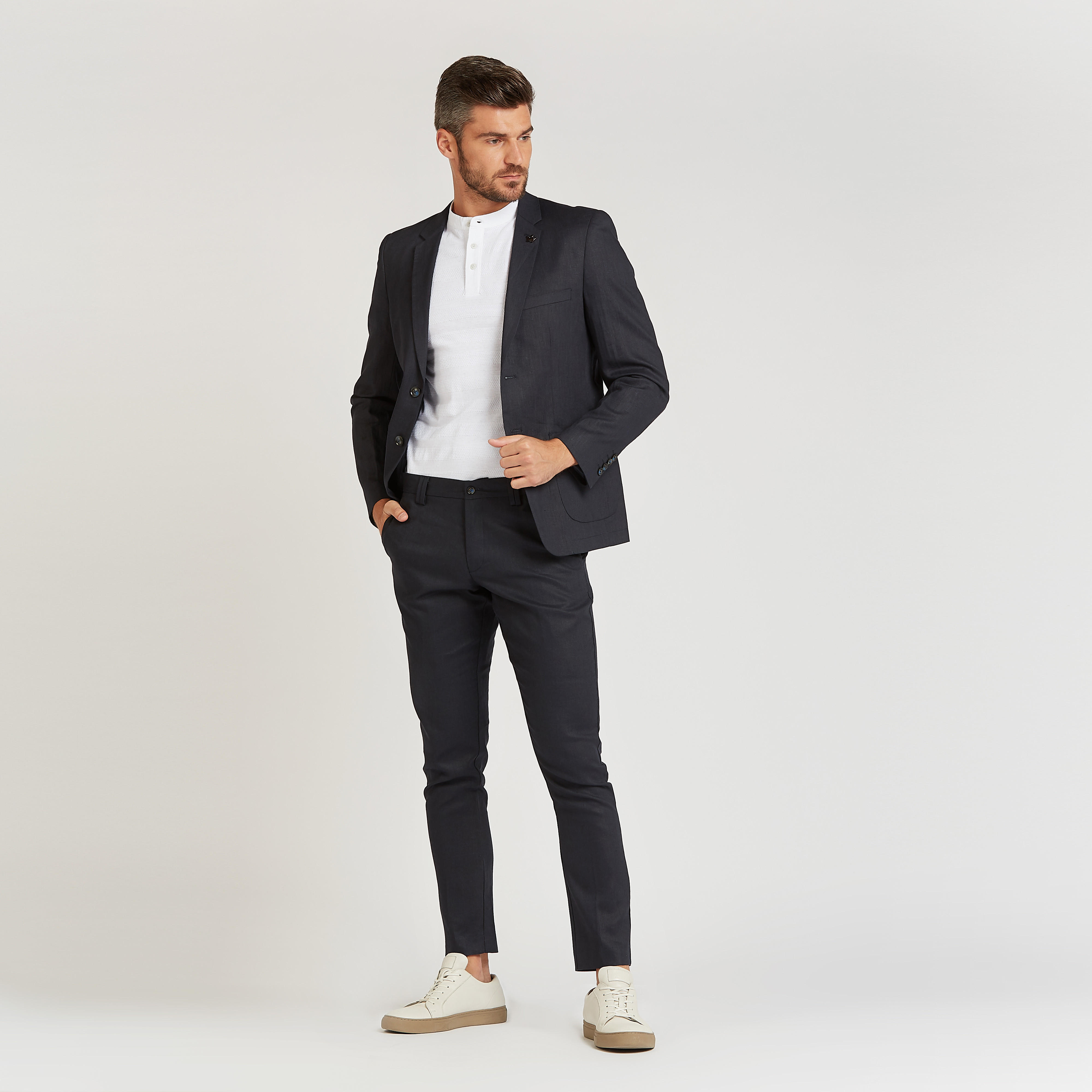 بنطلون كتّان بارز الملمس بخصر متوسط الارتفاع وجيوب-men-clothing-bottoms-trousersandchinos-trousers-image-2