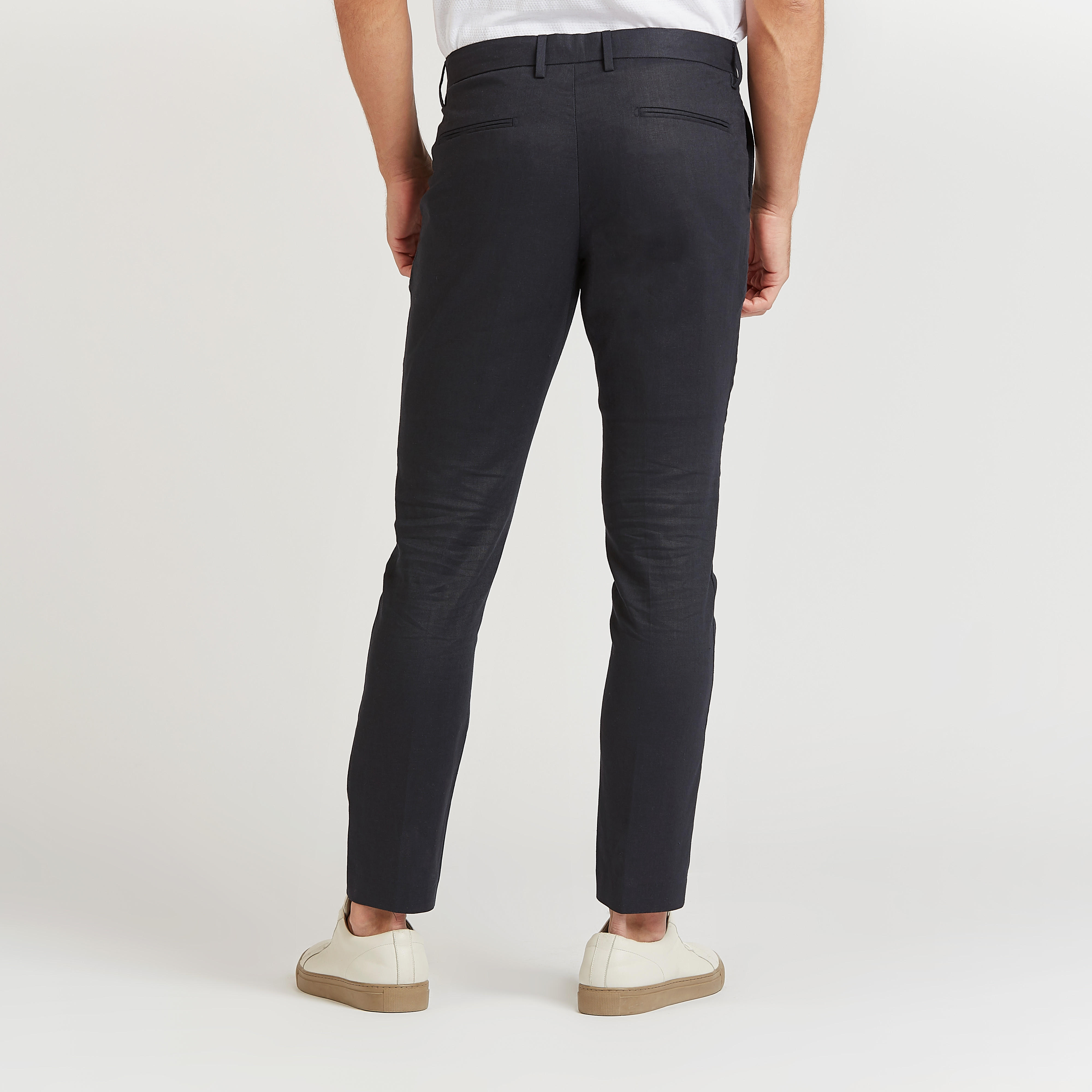بنطلون كتّان بارز الملمس بخصر متوسط الارتفاع وجيوب-men-clothing-bottoms-trousersandchinos-trousers-image-4