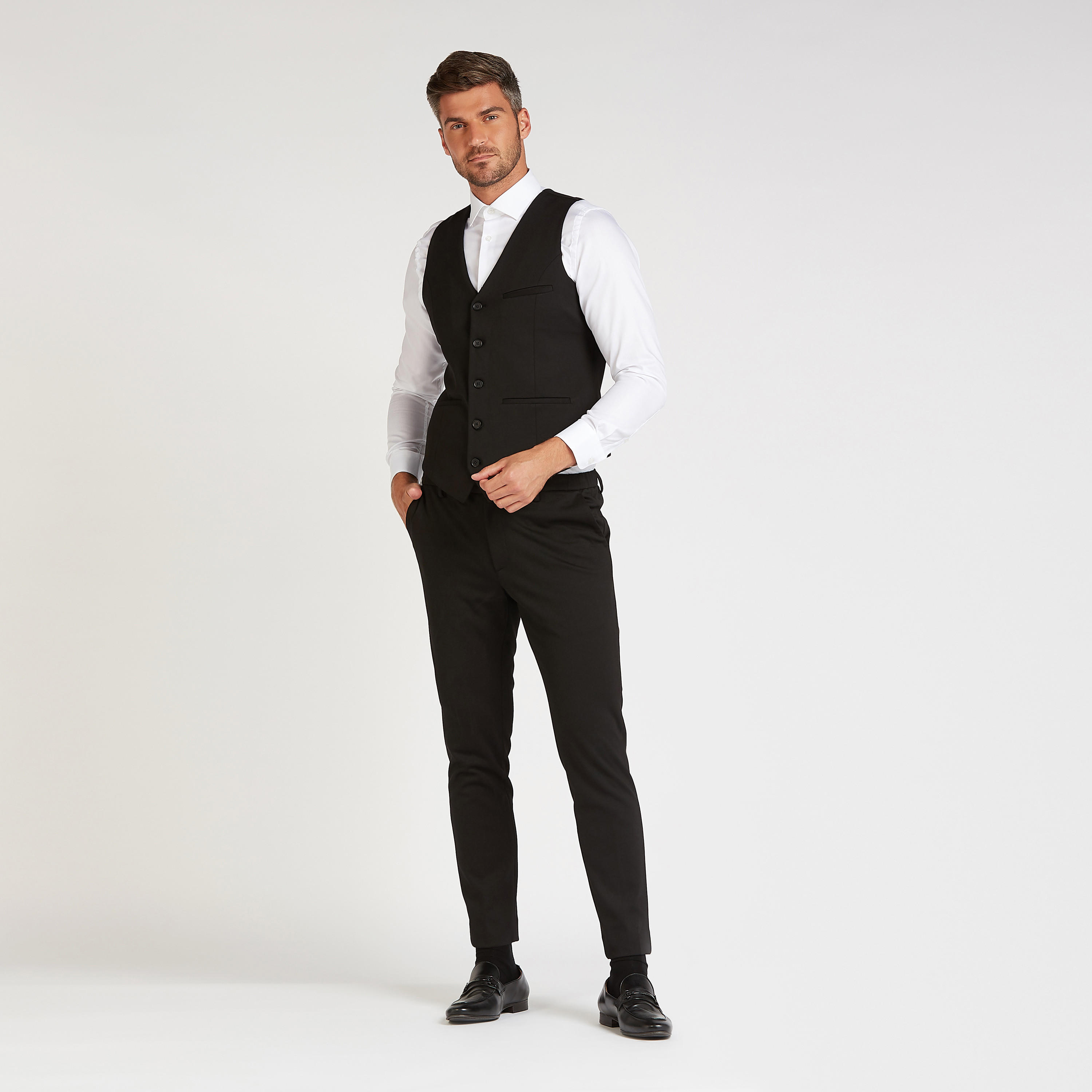 Slim Fit Solid Formal Waistcoat with Welt Pockets-men-clothing-jacketsandblazers-coats-image-2