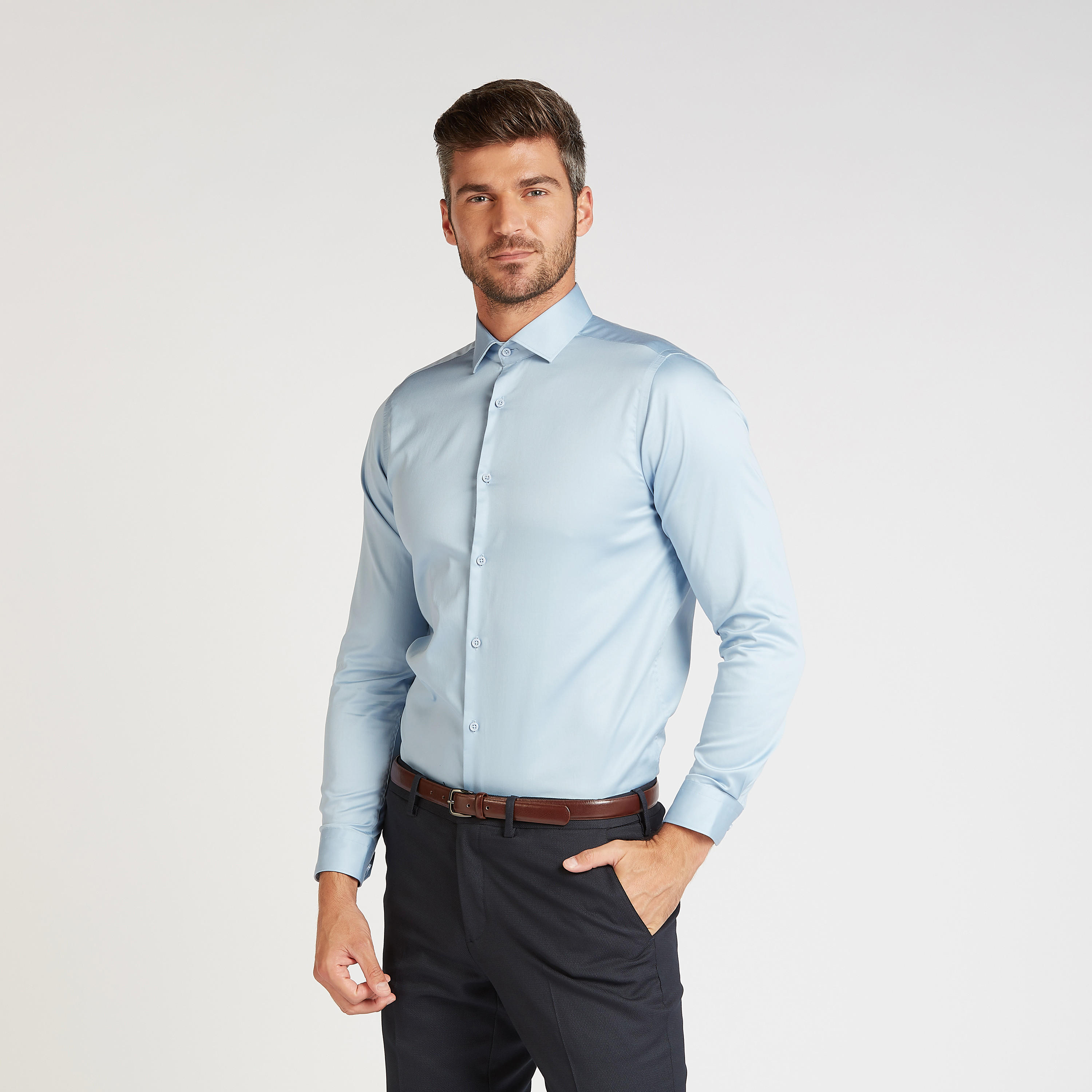 قميص رسمي سادة بياقة عاديّة وأكمام طويلة-men-clothing-shirts-image-5