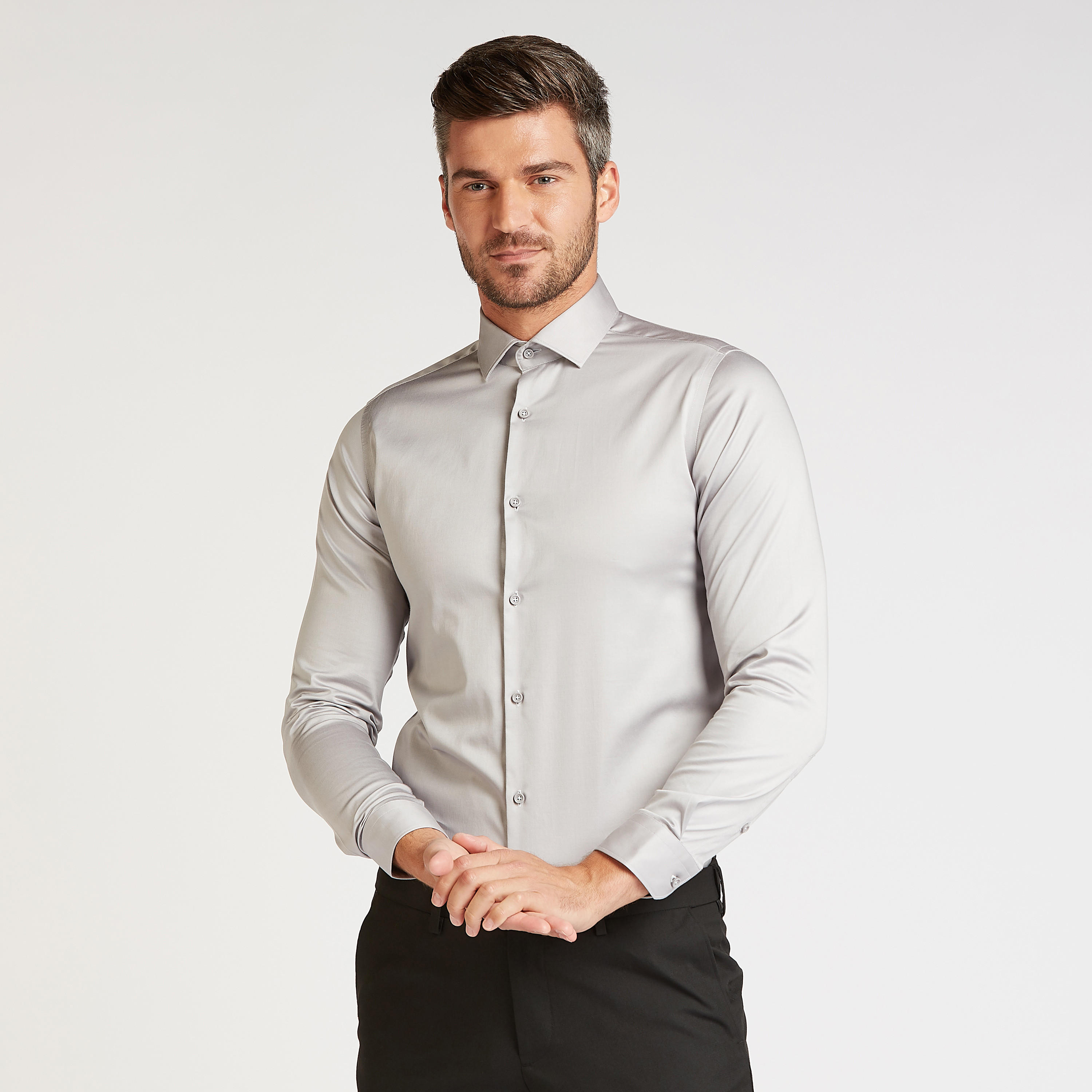 Solid Formal Shirt with Long Sleeves and Spread Collar-men-clothing-shirts-image-1