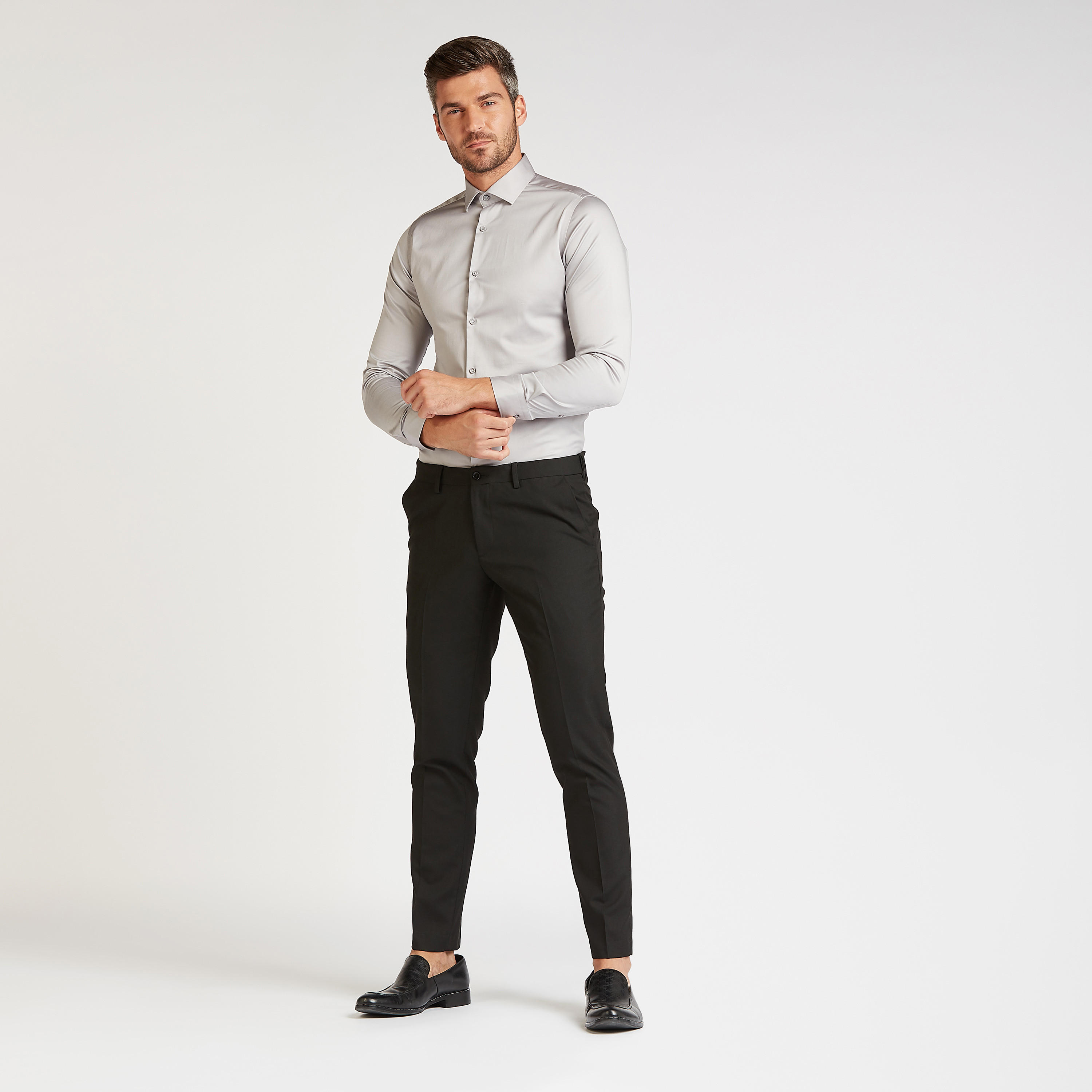 Solid Formal Shirt with Long Sleeves and Spread Collar-men-clothing-shirts-image-2