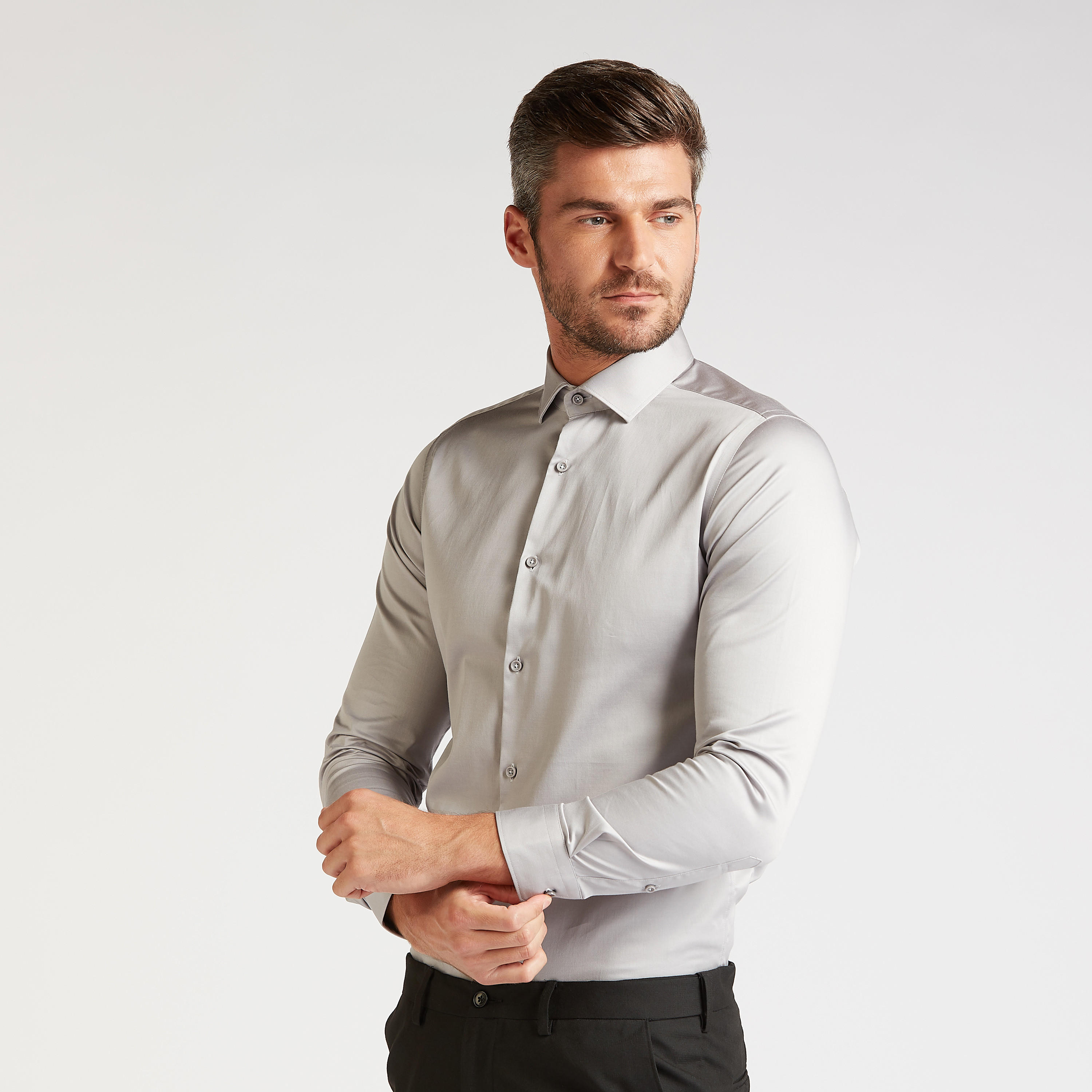 Solid Formal Shirt with Long Sleeves and Spread Collar-men-clothing-shirts-image-6