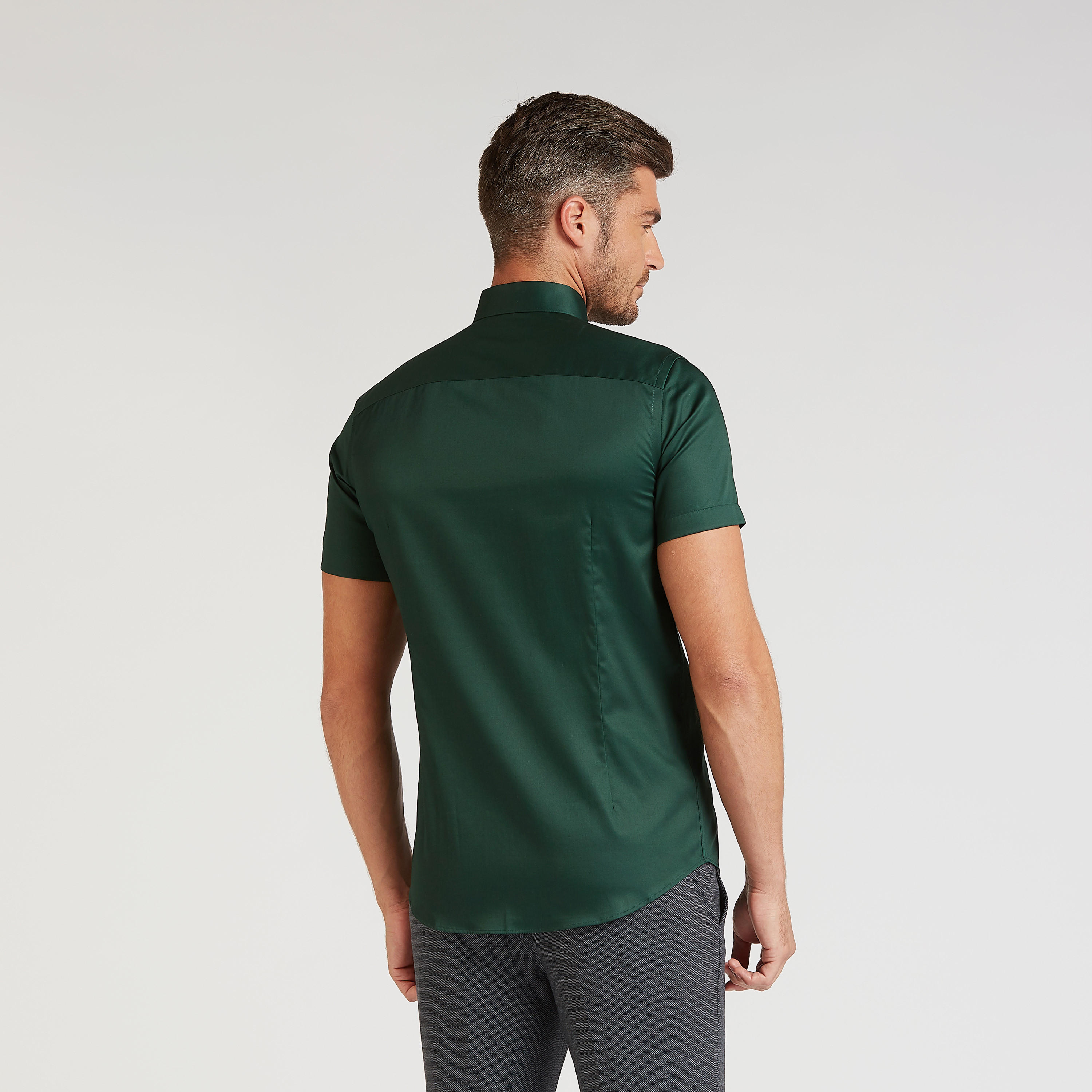 Solid Formal Shirt with Short Sleeves and Spread Collar-men-clothing-shirts-image-4