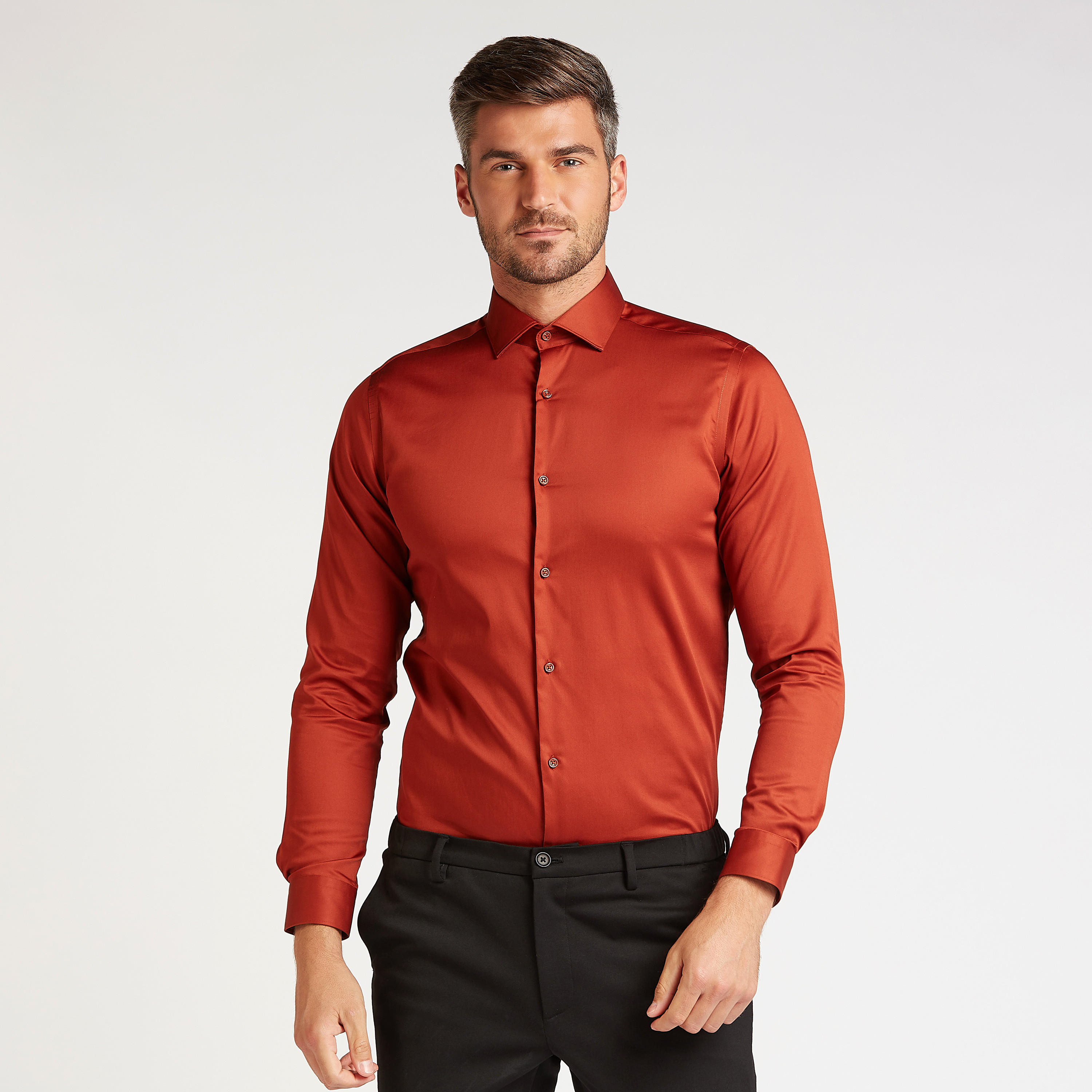 Solid Formal Shirt with Long Sleeves and Spread Collar-men-clothing-shirts-image-1