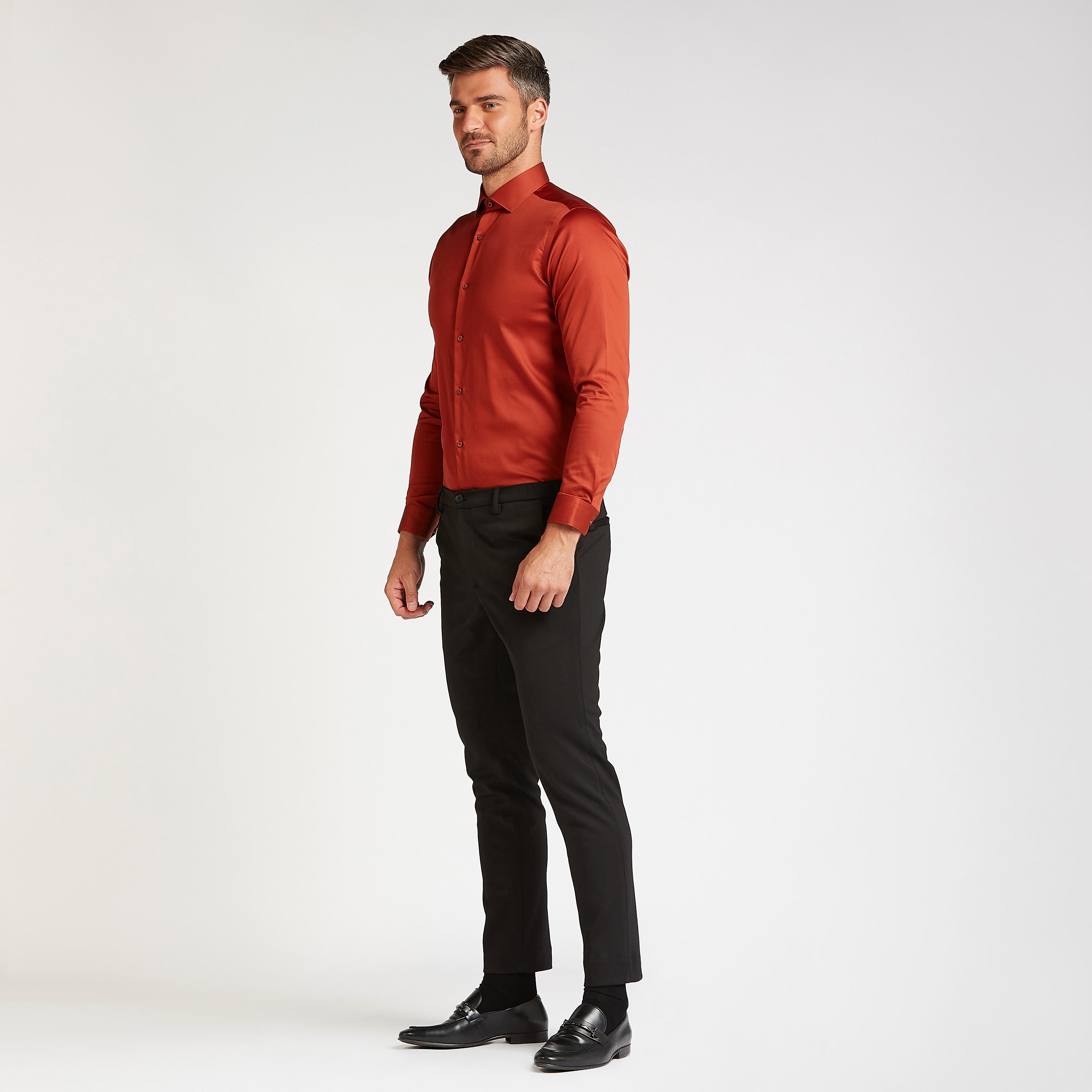 Solid Formal Shirt with Long Sleeves and Spread Collar-men-clothing-shirts-image-2