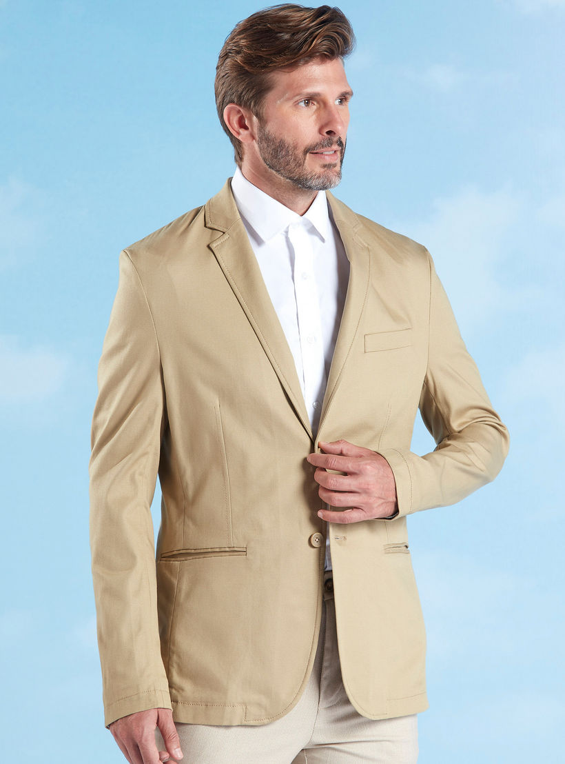 Skinny Fit Plain Formal Blazer with Notched Lapel and Long Sleeves-men-winterwear-jacketsandblazers-image-1