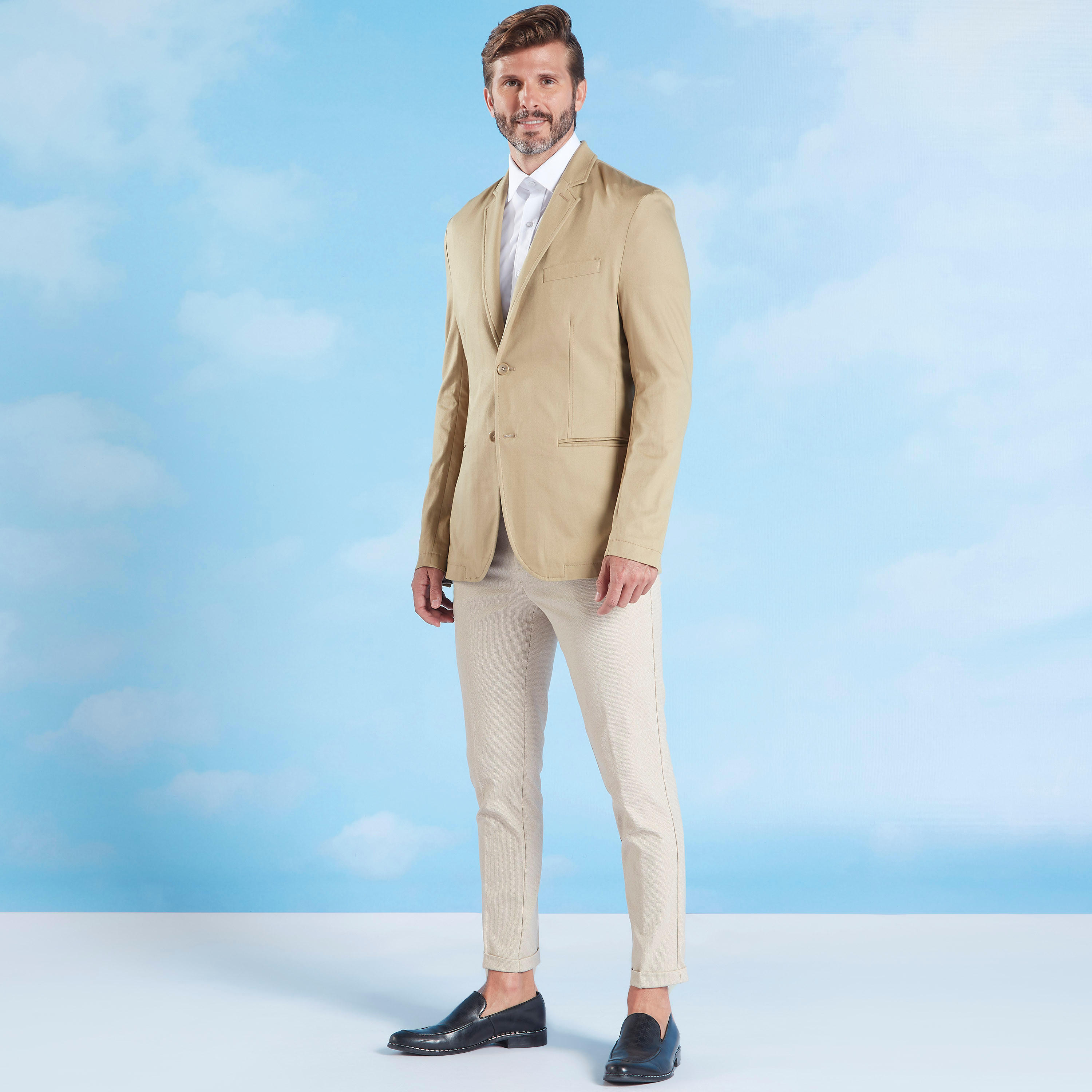 Skinny Fit Plain Formal Blazer with Notched Lapel and Long Sleeves-men-winterwear-jacketsandblazers-image-2