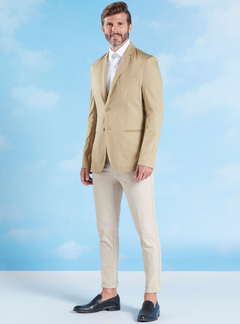 Skinny Fit Plain Formal Blazer with Notched Lapel and Long Sleeves-men-winterwear-jacketsandblazers-image-2