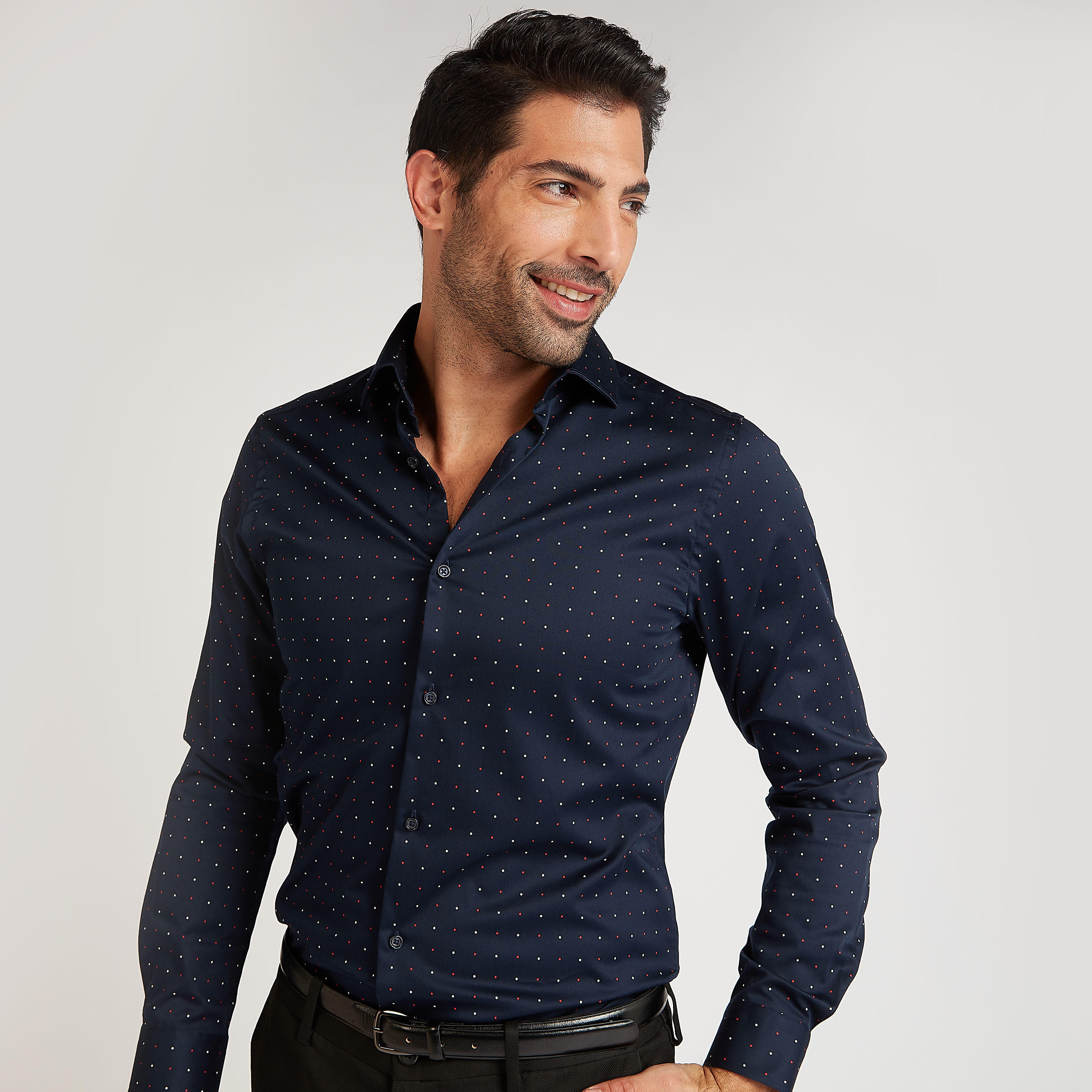 قميص رسمي سليم وياقة عاديّة وأكمام طويلة وطبعات-men-clothing-shirts-image-1
