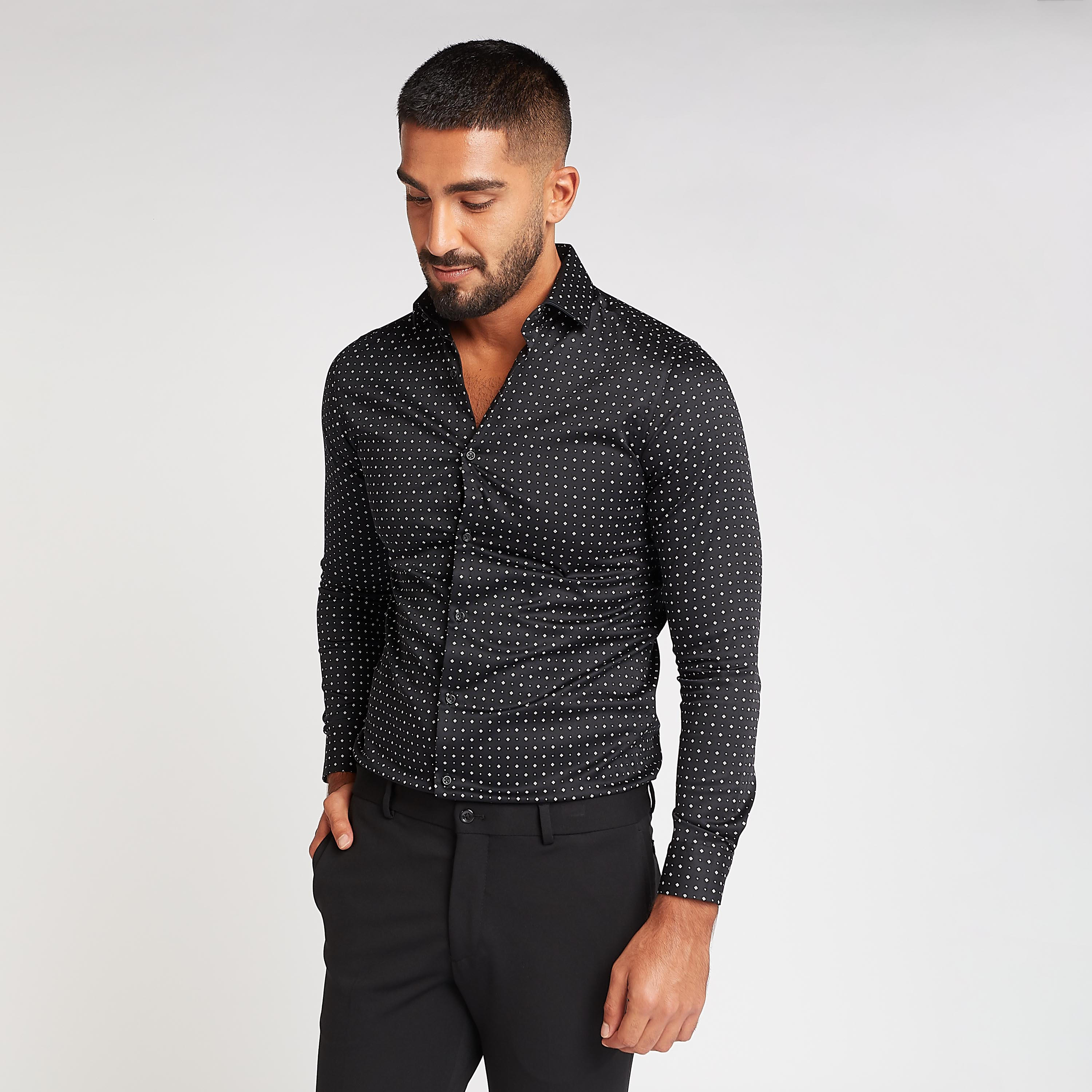Slim Fit Printed Formal Shirt with Spread Collar and Long Sleeves-men-clothing-shirts-image-1