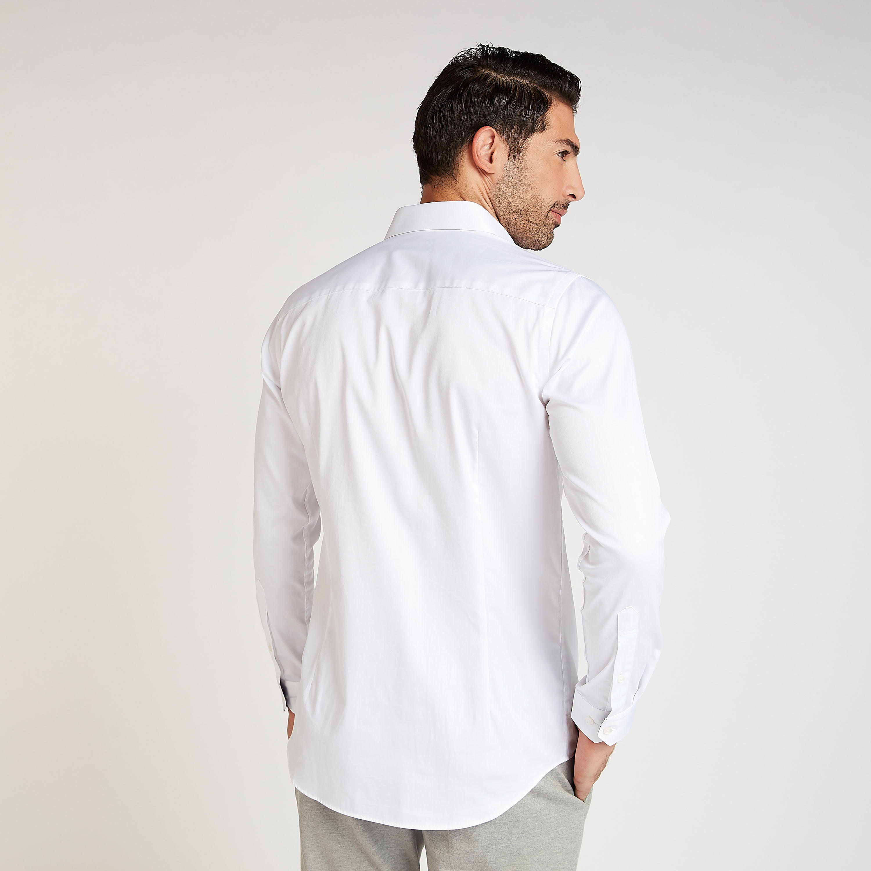 Slim Fit Solid Formal Shirt with Spread Collar and Long Sleeves-men-clothing-shirts-image-5