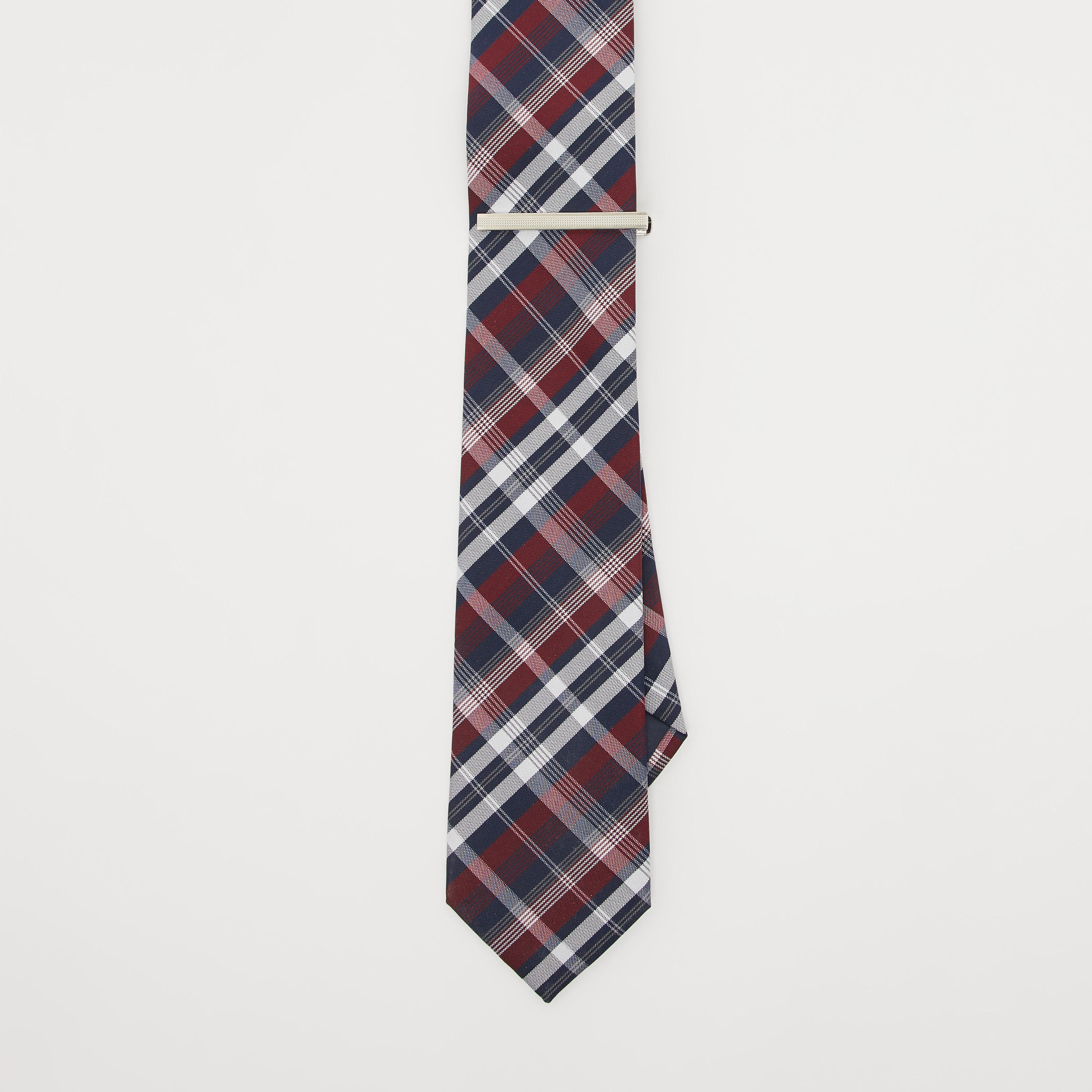 Checked Regular Tie with Keeper Loop-men-tiesandcufflinks-pocketsquares-image-3