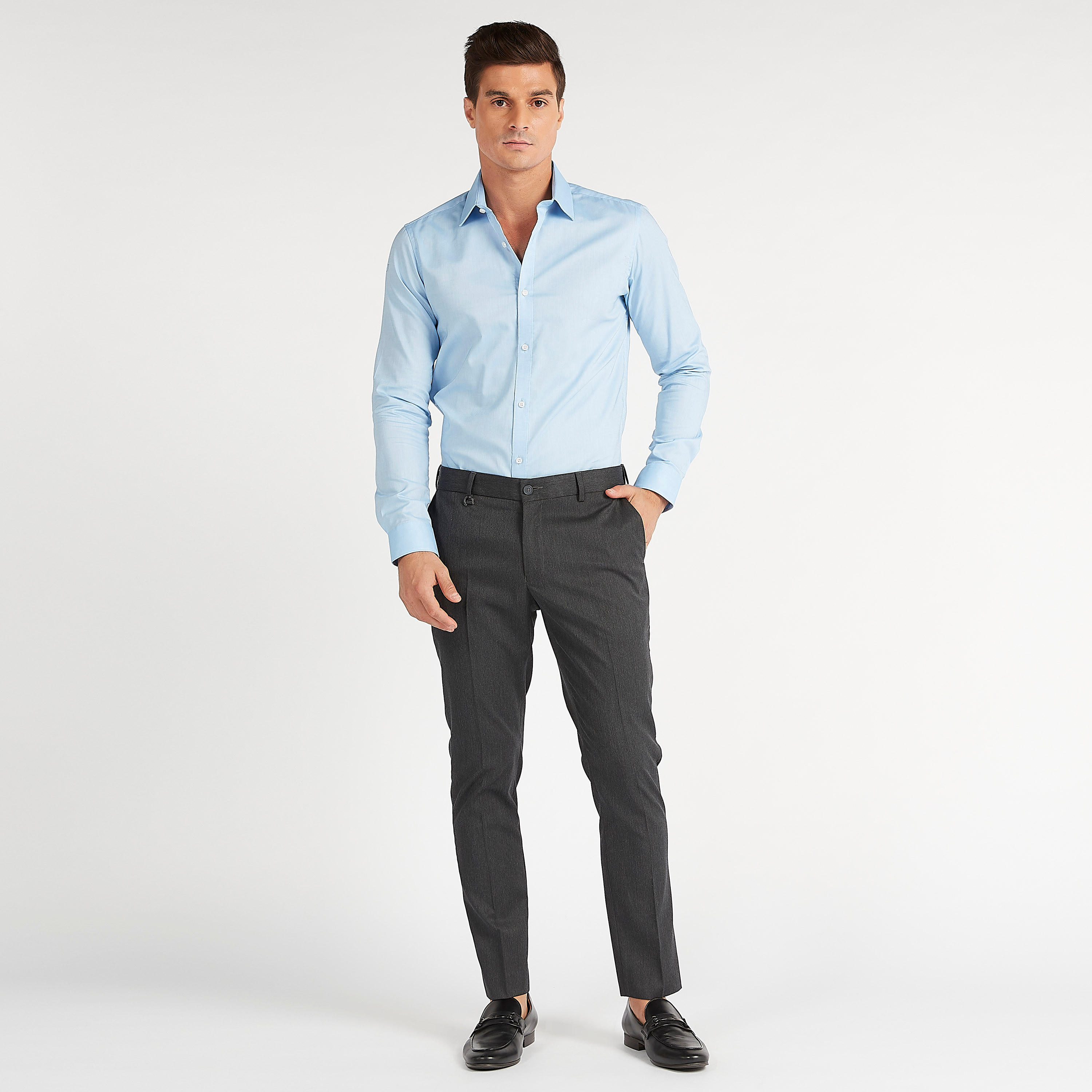 بنطلون سادة سكيني فيت بخصر متوسط الإرتفاع وتفاصيل جيوب وعراوي حزام-men-clothing-bottoms-trousersandchinos-trousers-image-2