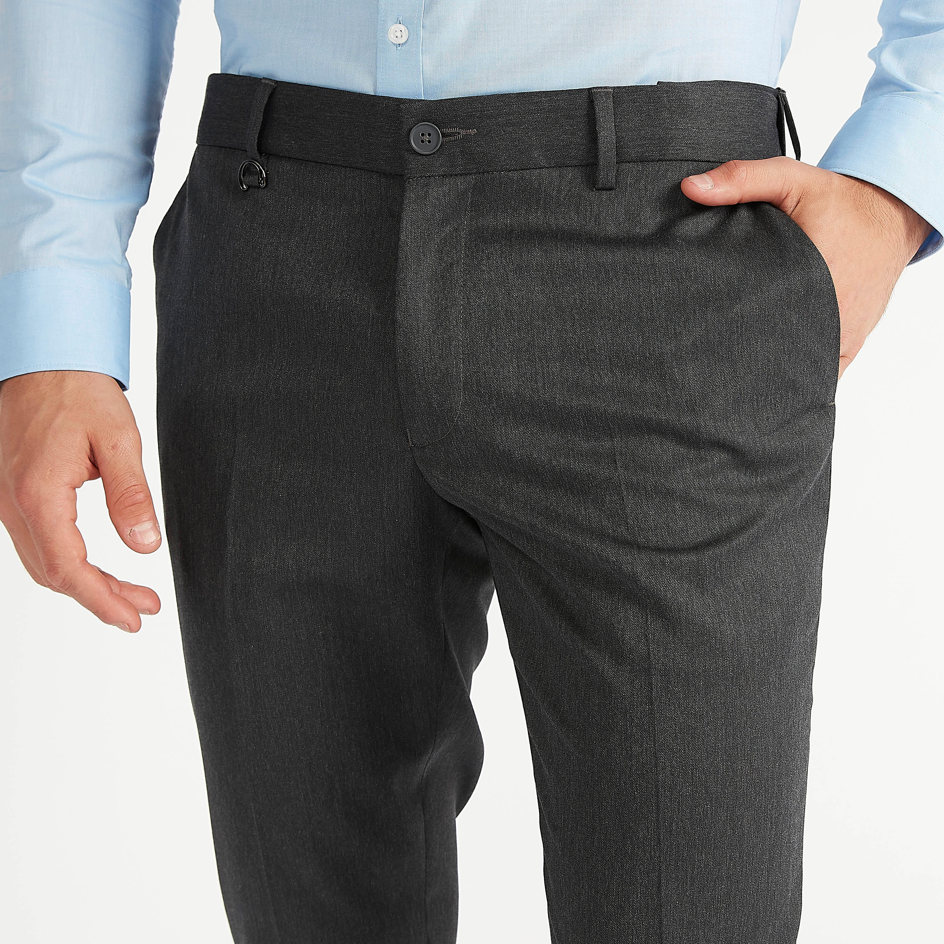 بنطلون سادة سكيني فيت بخصر متوسط الإرتفاع وتفاصيل جيوب وعراوي حزام-men-clothing-bottoms-trousersandchinos-trousers-image-3