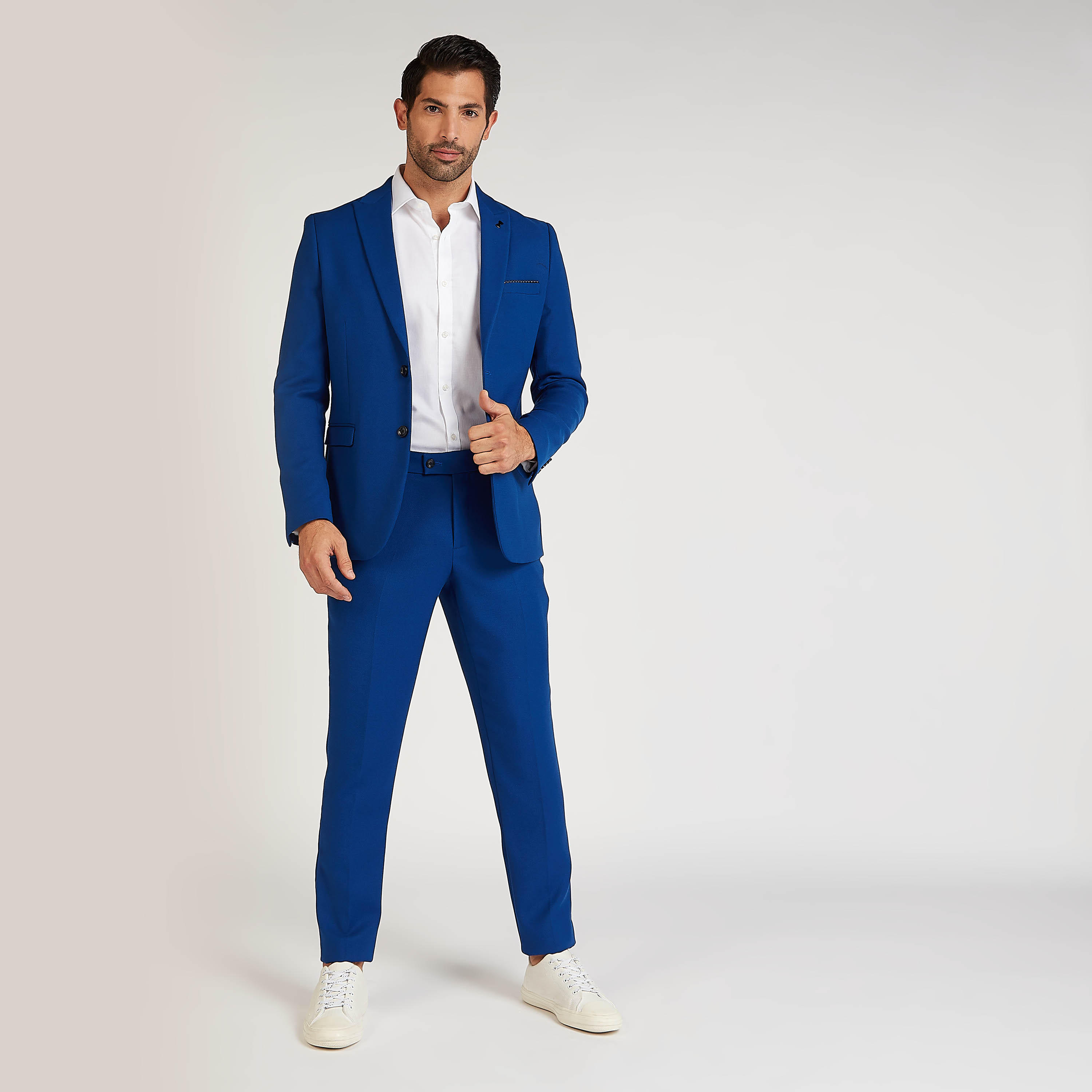 بنطلون سليم بارز الملمس بخصر متوسط الارتفاع بجيوب وعروات حزام-men-clothing-bottoms-trousersandchinos-trousers-image-2