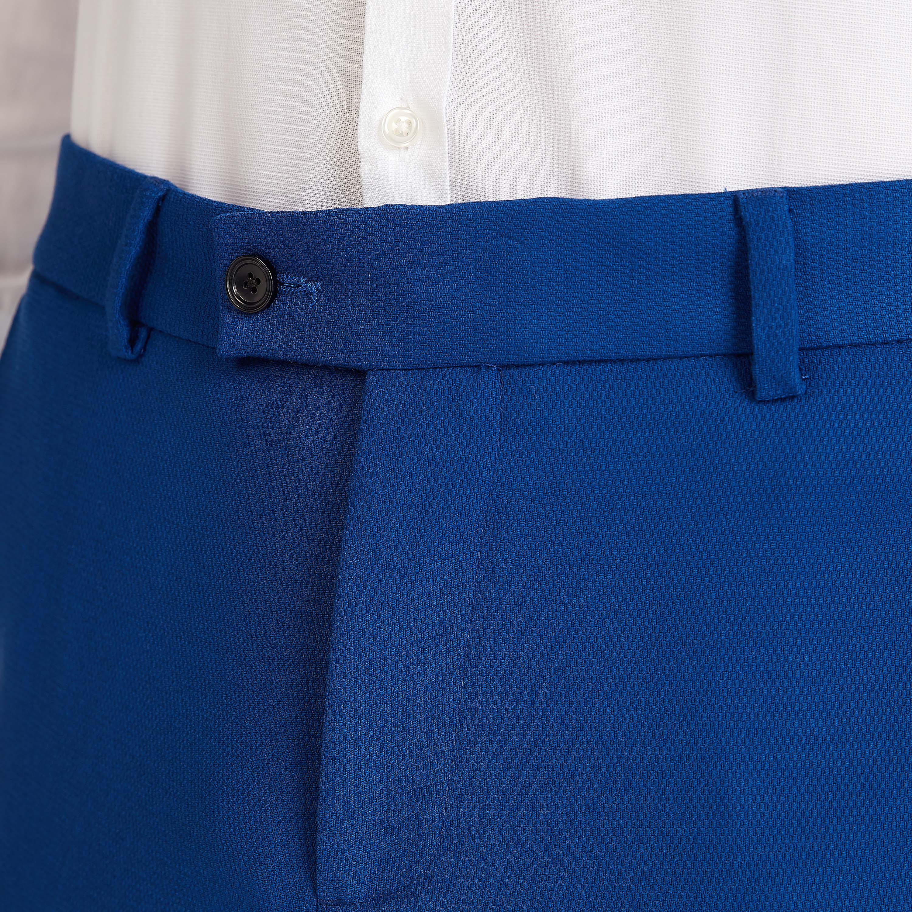 بنطلون سليم بارز الملمس بخصر متوسط الارتفاع بجيوب وعروات حزام-men-clothing-bottoms-trousersandchinos-trousers-image-3