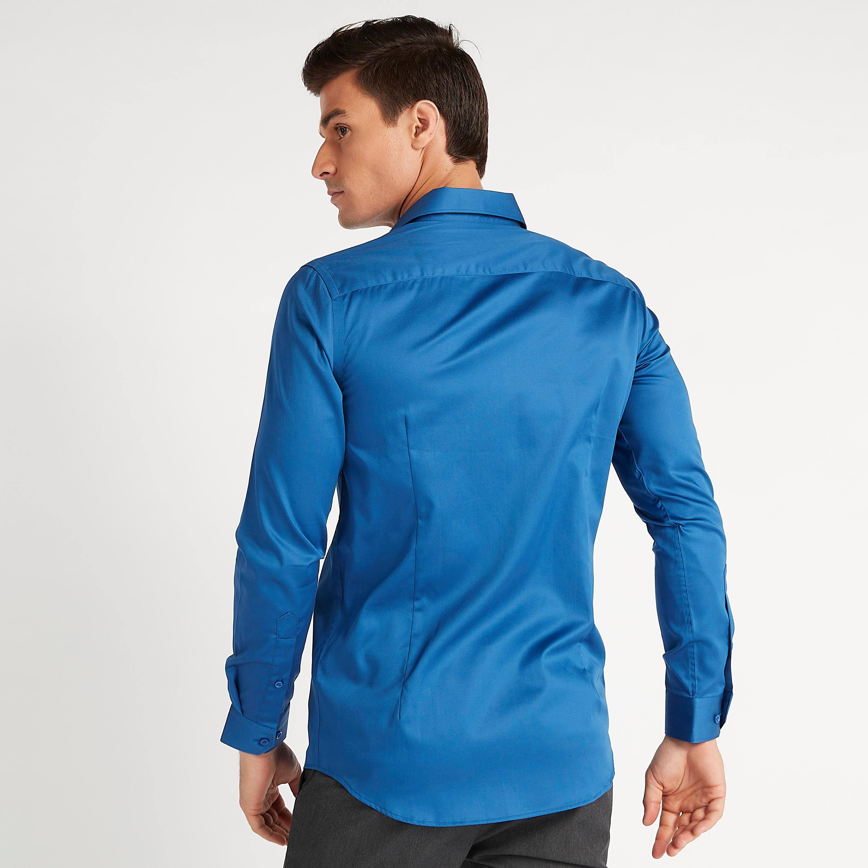 Solid Shirt with Spread Collar and Long Sleeves-men-clothing-shirts-image-4