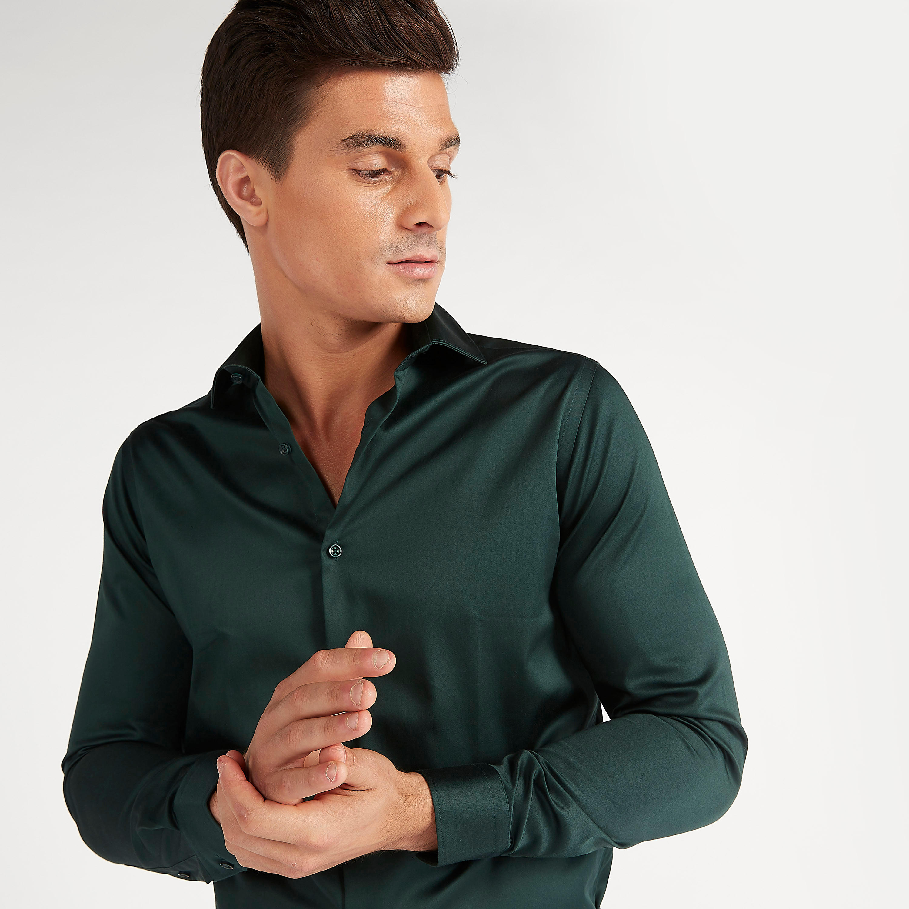 Solid Formal Shirt with Spread Collar and Long Sleeves-men-clothing-shirts-image-1