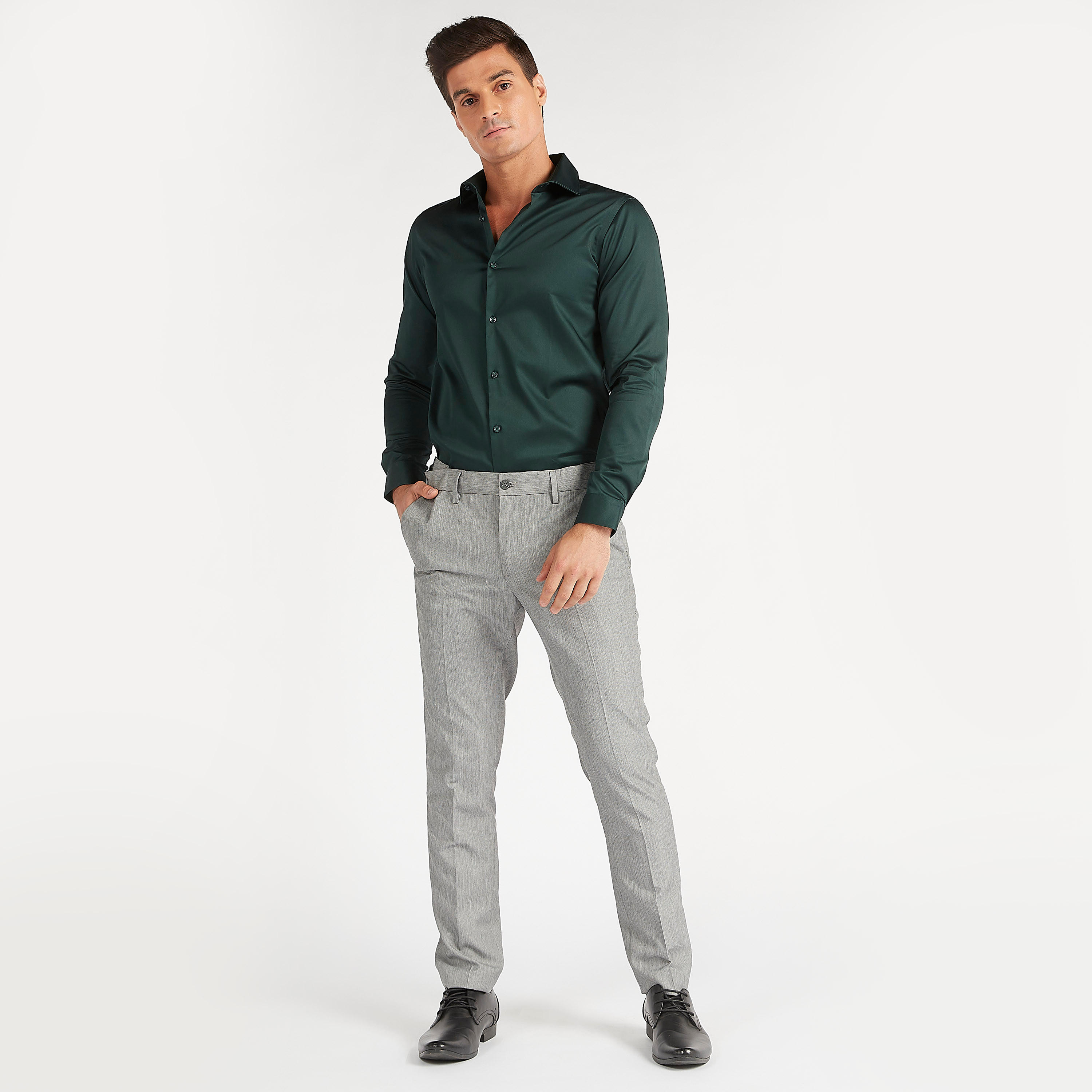Solid Formal Shirt with Spread Collar and Long Sleeves-men-clothing-shirts-image-2