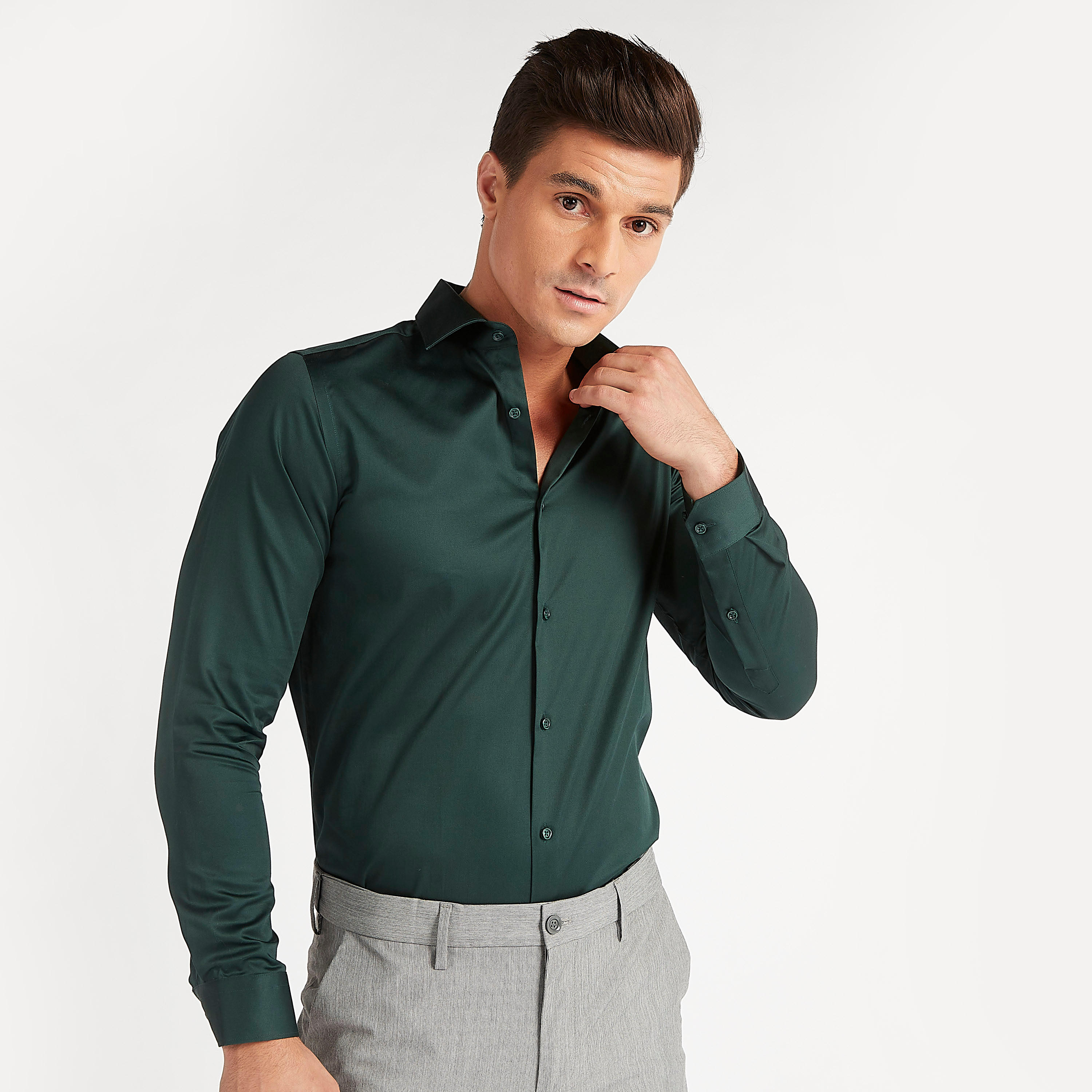 Solid Formal Shirt with Spread Collar and Long Sleeves-men-clothing-shirts-image-3