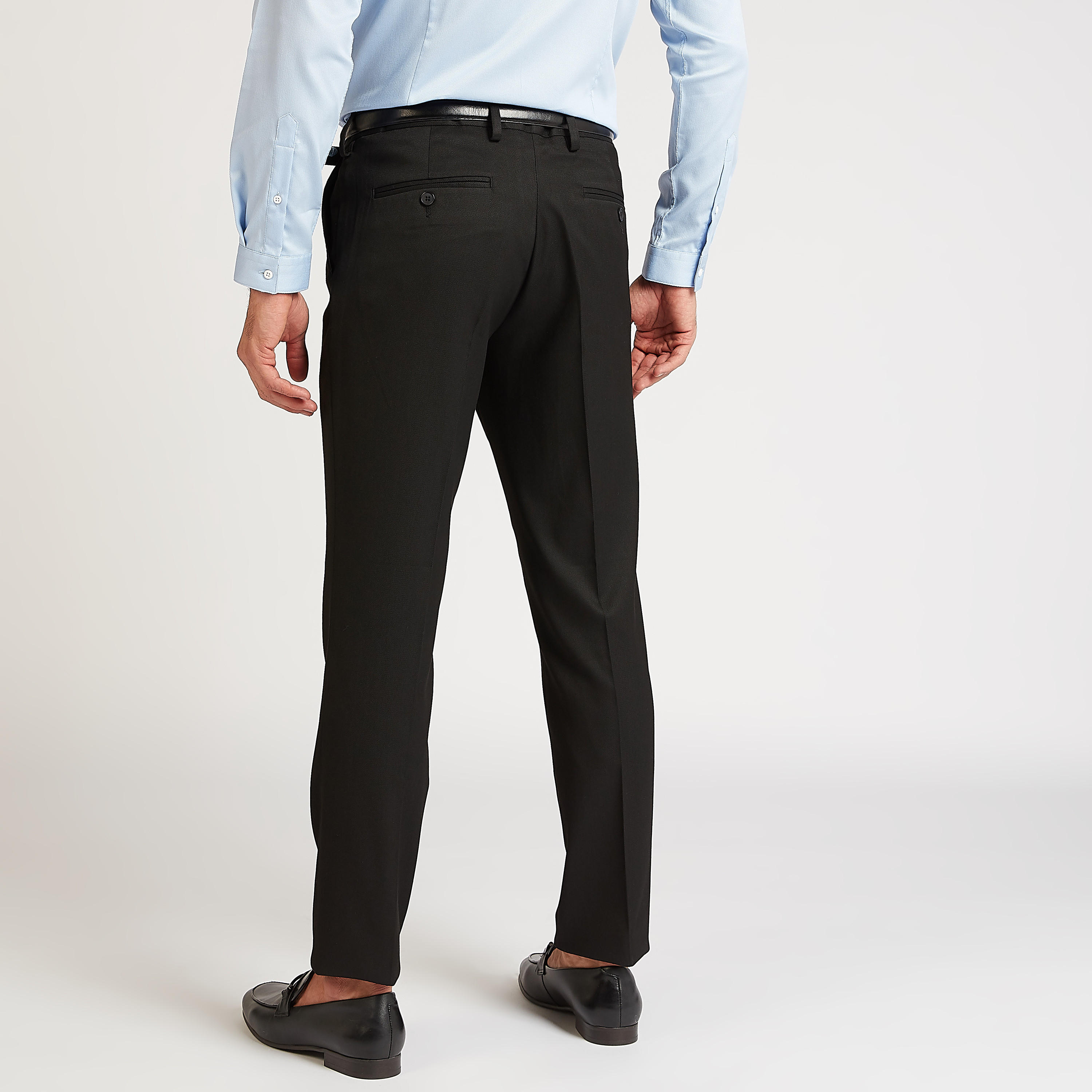 Slim Fit Solid Mid-Rise Formal Trousers with Pockets and Belt Loops-men-clothing-bottoms-trousersandchinos-trousers-image-4