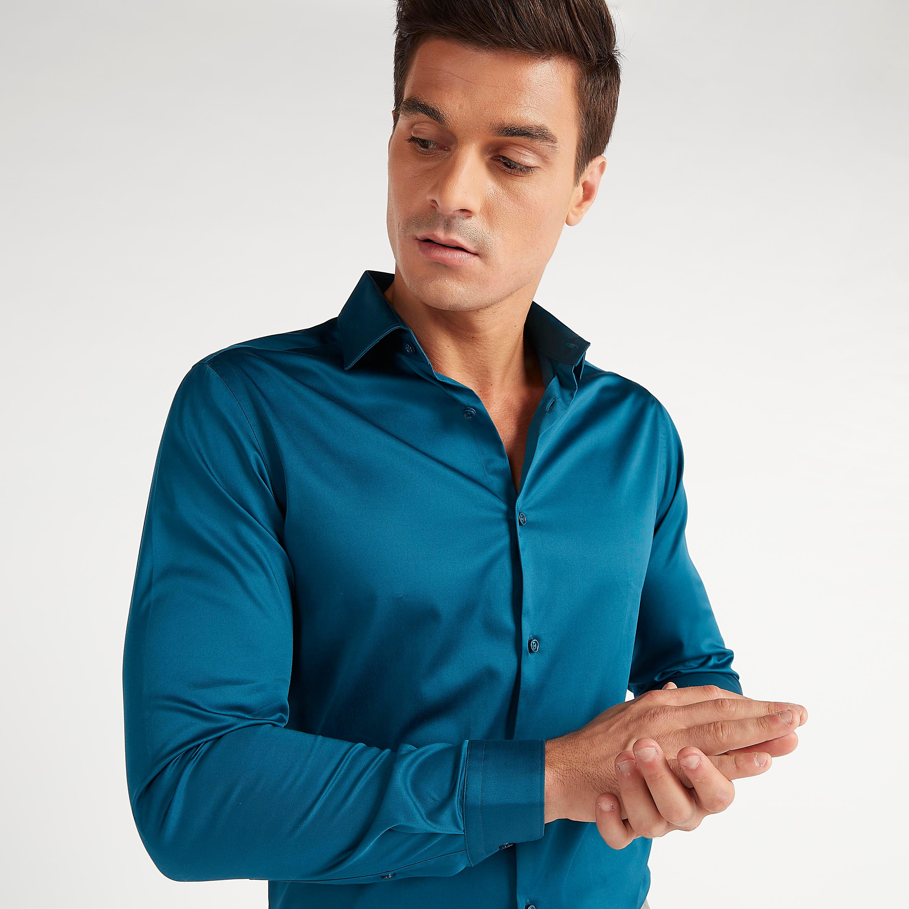 Solid Formal Shirt with Collar and Long Sleeves-men-clothing-shirts-image-3