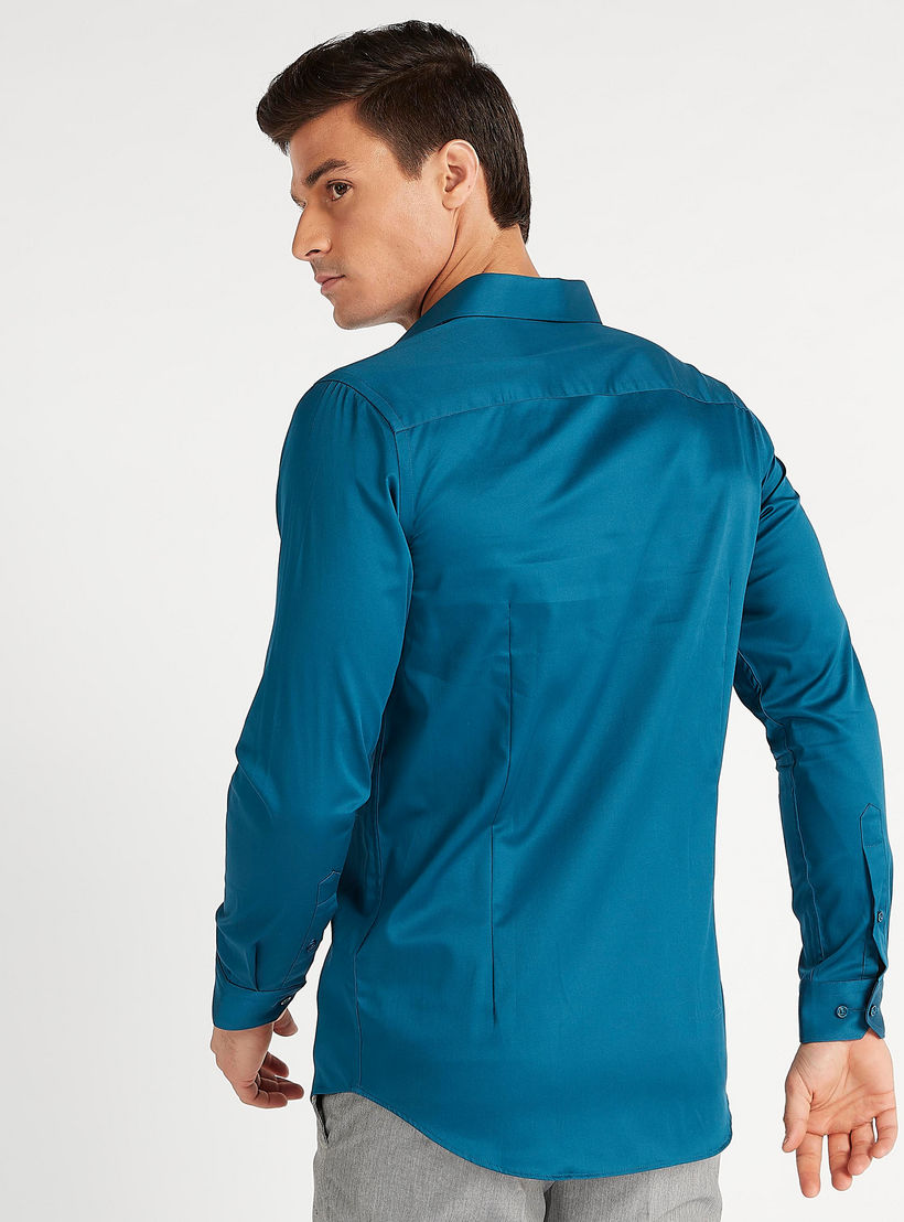 Solid Formal Shirt with Collar and Long Sleeves-men-clothing-shirts-image-4