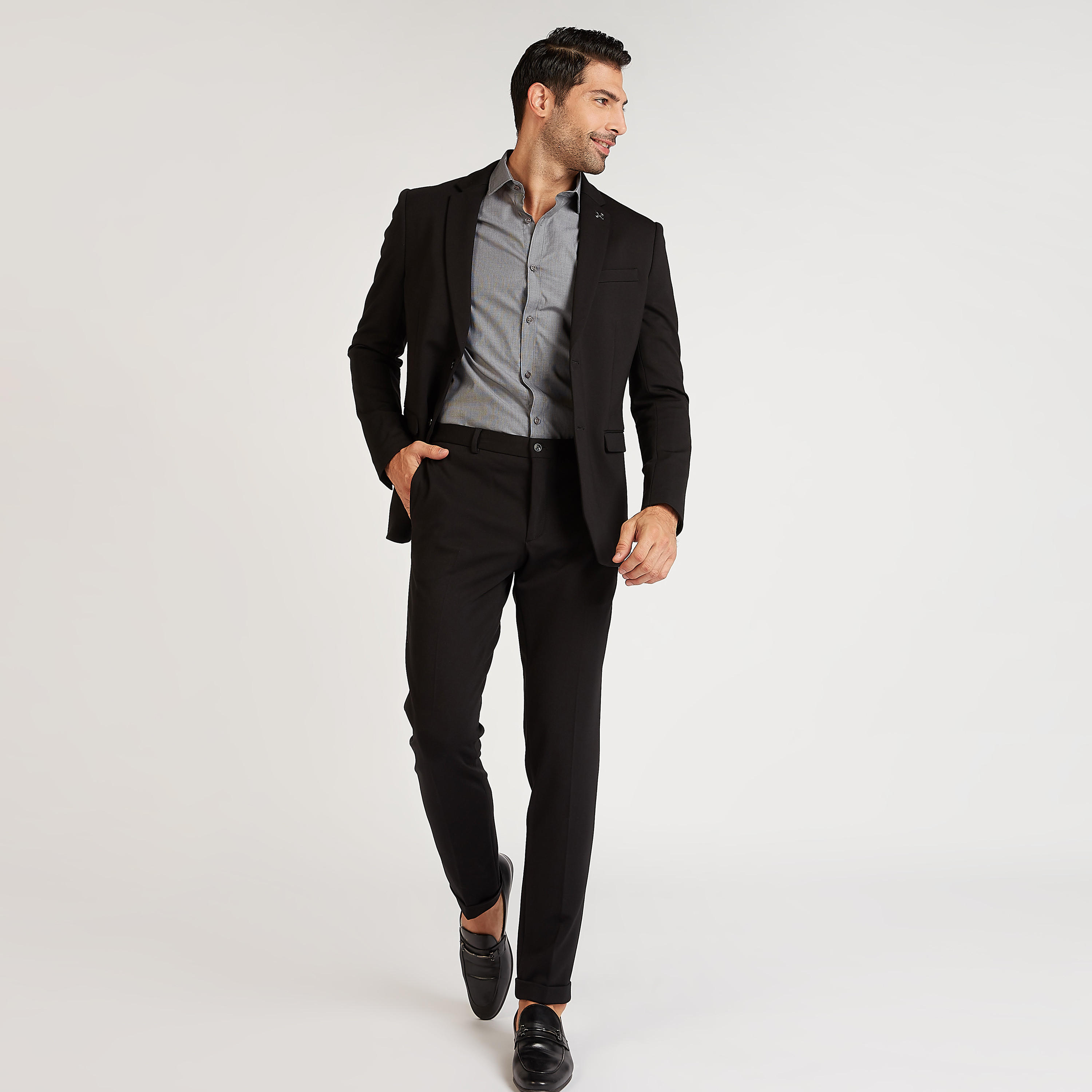 جاكيت بليزر رسمي بارز الملمس بياقة مطوية وأكمام طويلة-men-winterwear-jacketsandblazers-image-6