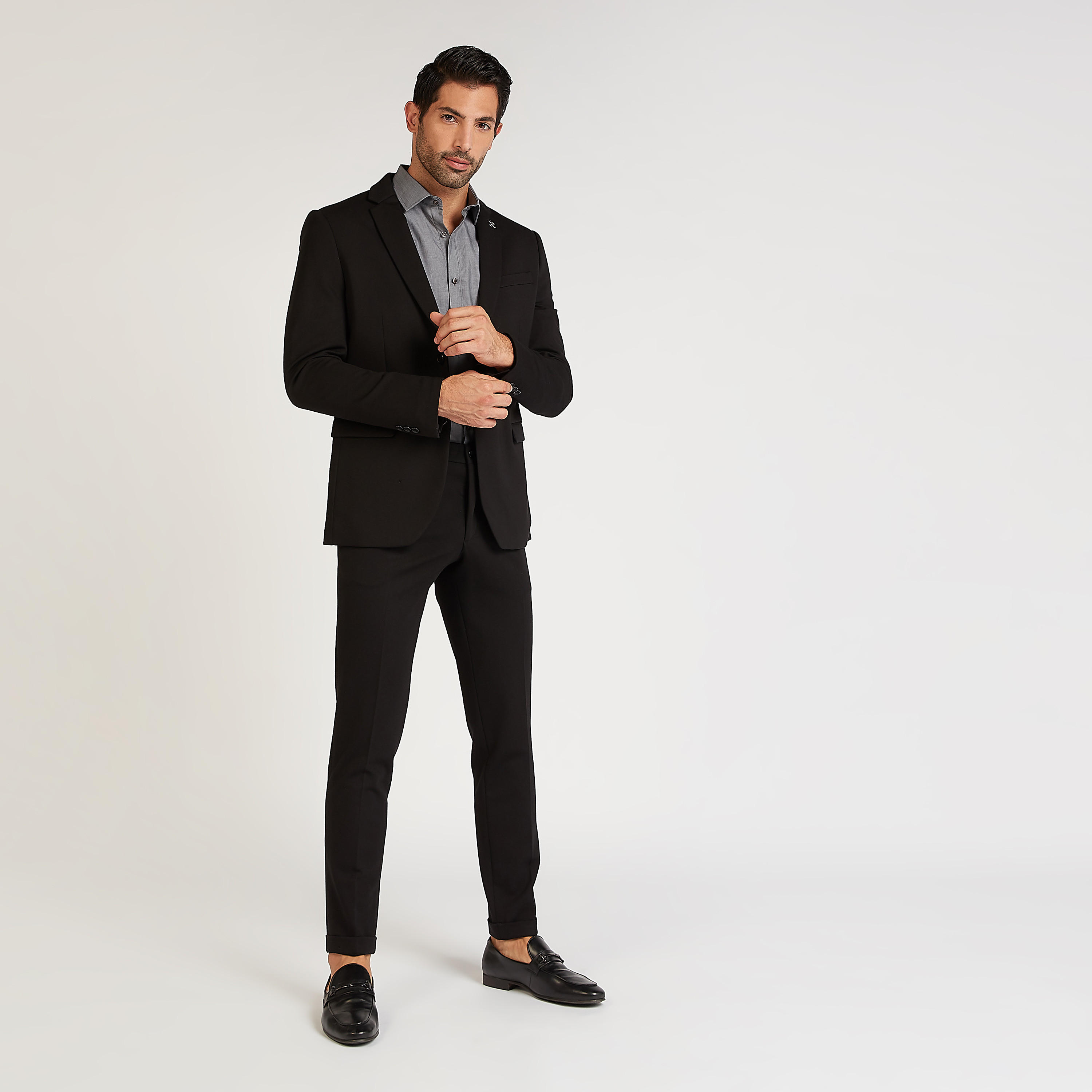 بنطلون رسمي بارز الملمس بجيوب وعراوي حزام-men-clothing-bottoms-trousersandchinos-trousers-image-2