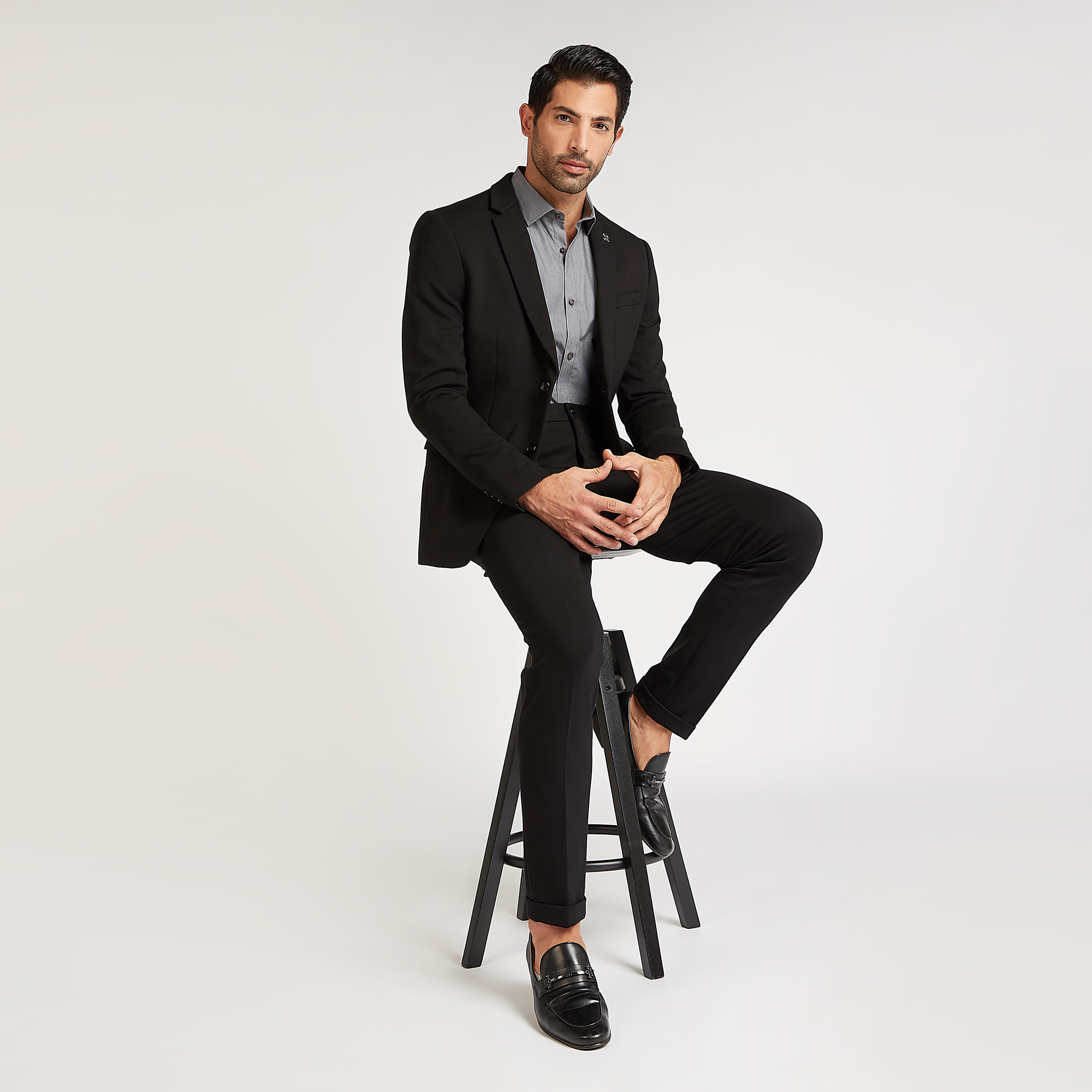 بنطلون رسمي بارز الملمس بجيوب وعراوي حزام-men-clothing-bottoms-trousersandchinos-trousers-image-5