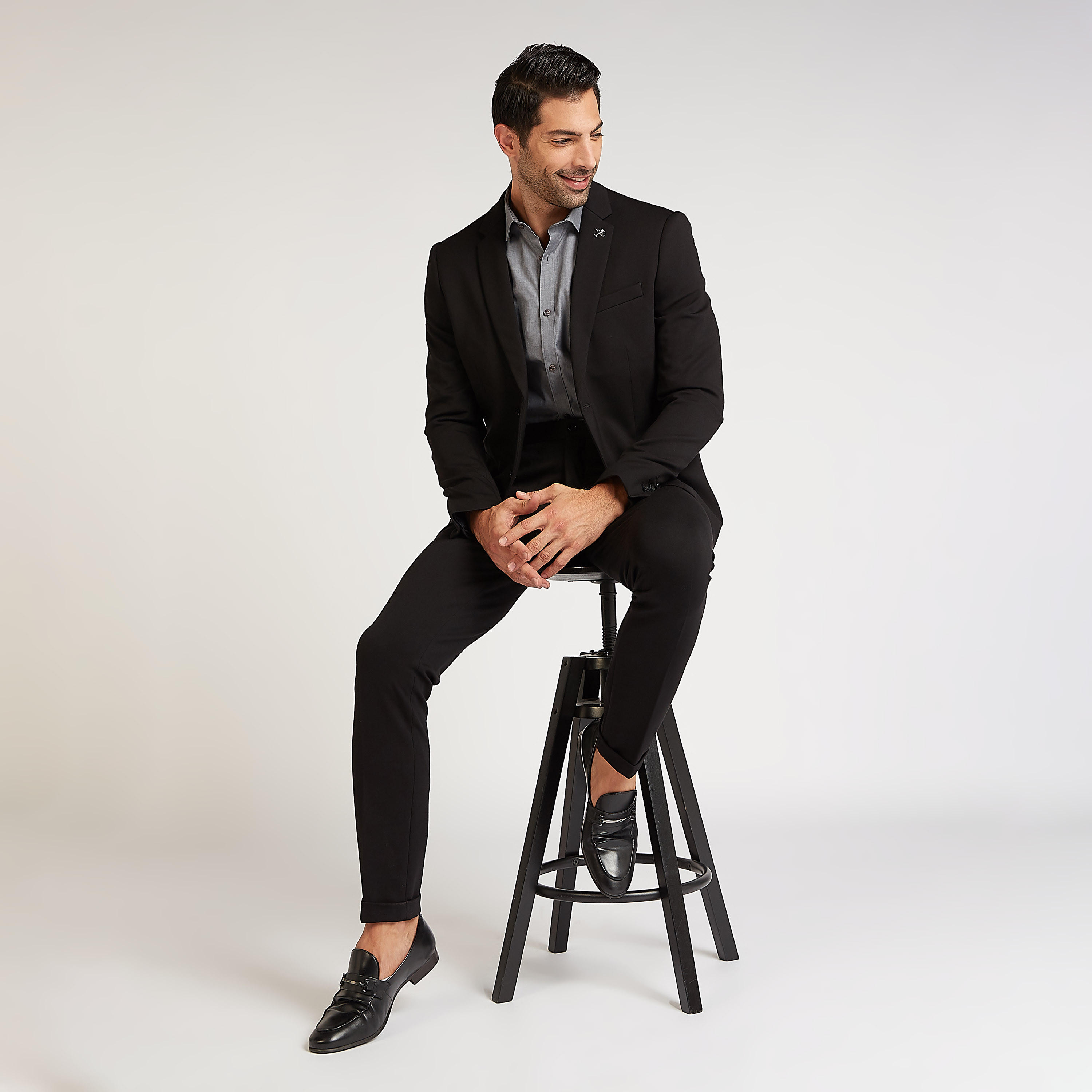 Textured Formal Shirt with Long Sleeves and Spread Collar-men-clothing-shirts-image-2