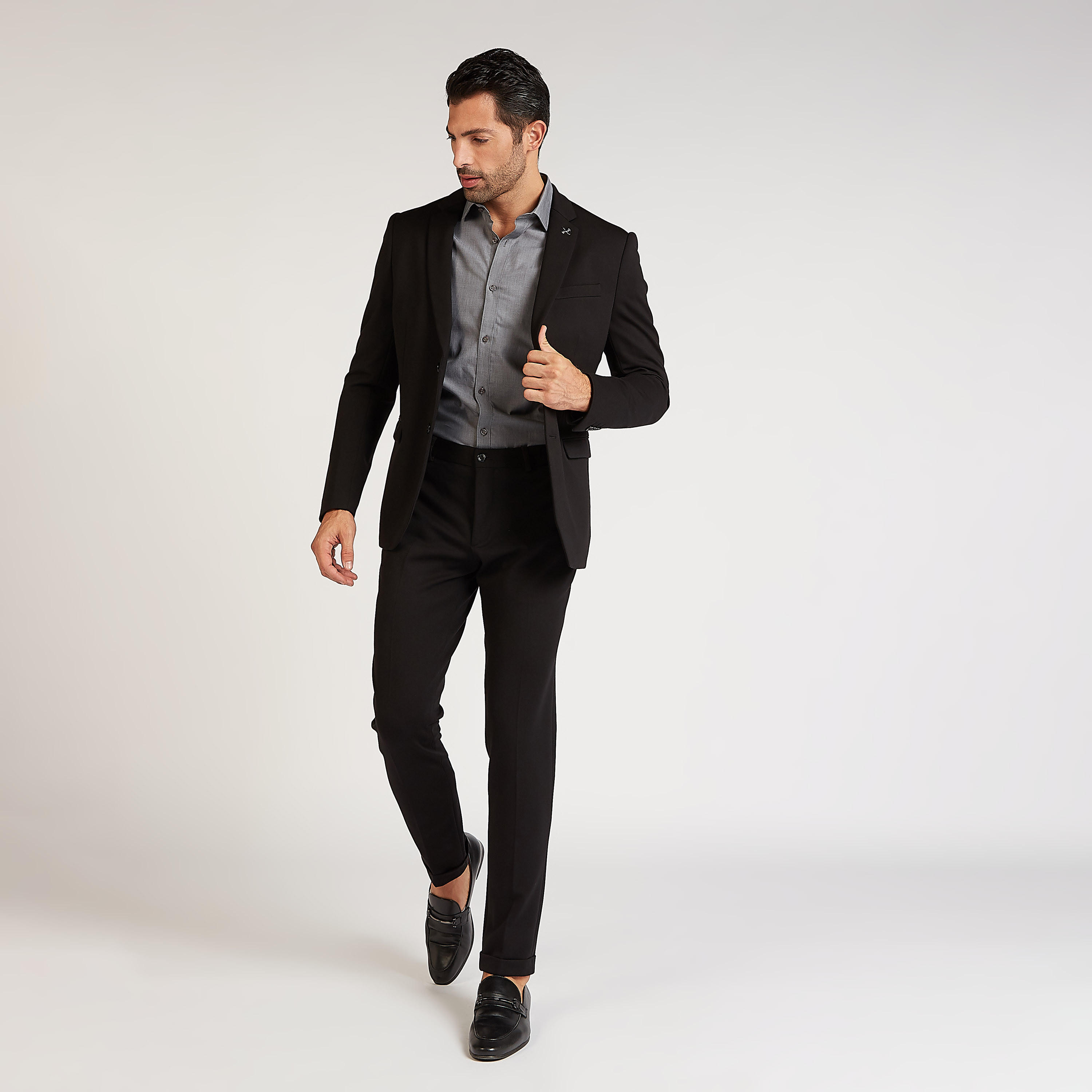 Textured Formal Shirt with Long Sleeves and Spread Collar-men-clothing-shirts-image-5