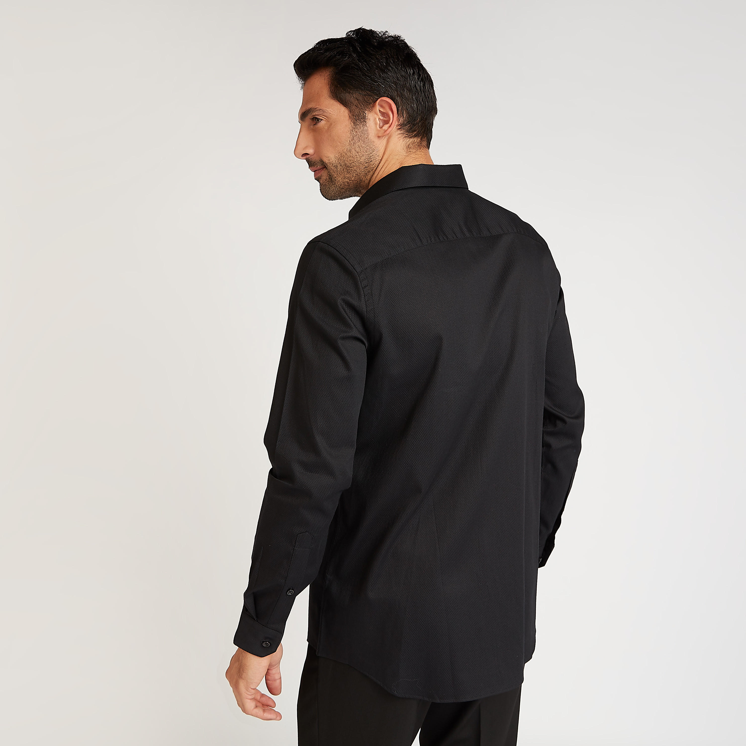 قميص مستدام رسمي بارز الملمس بياقة عاديّة وأكمام طويلة-men-clothing-shirts-image-4